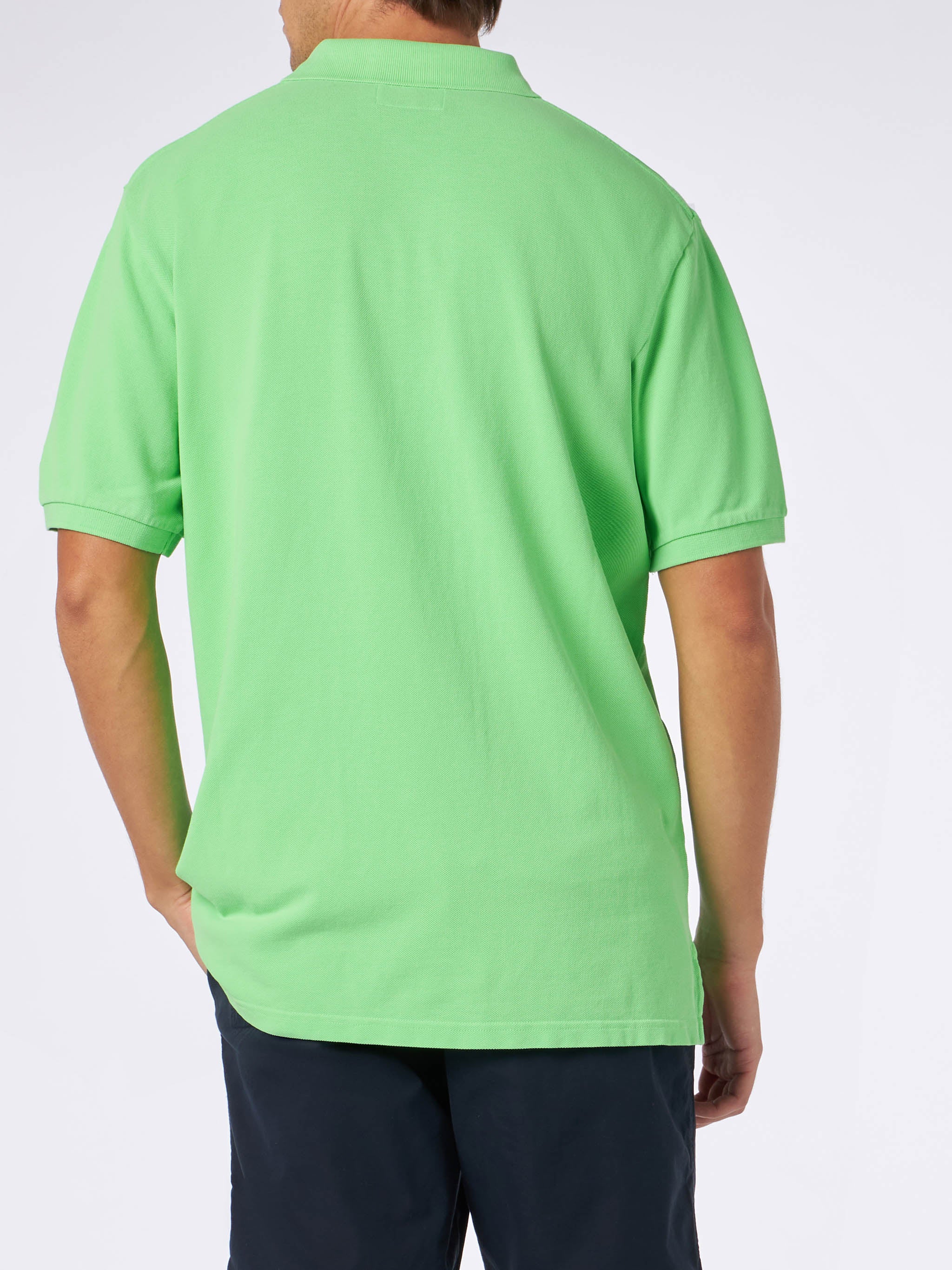 Man fluo green piquet polo with St. Barth logo and vintage effect - Image 3