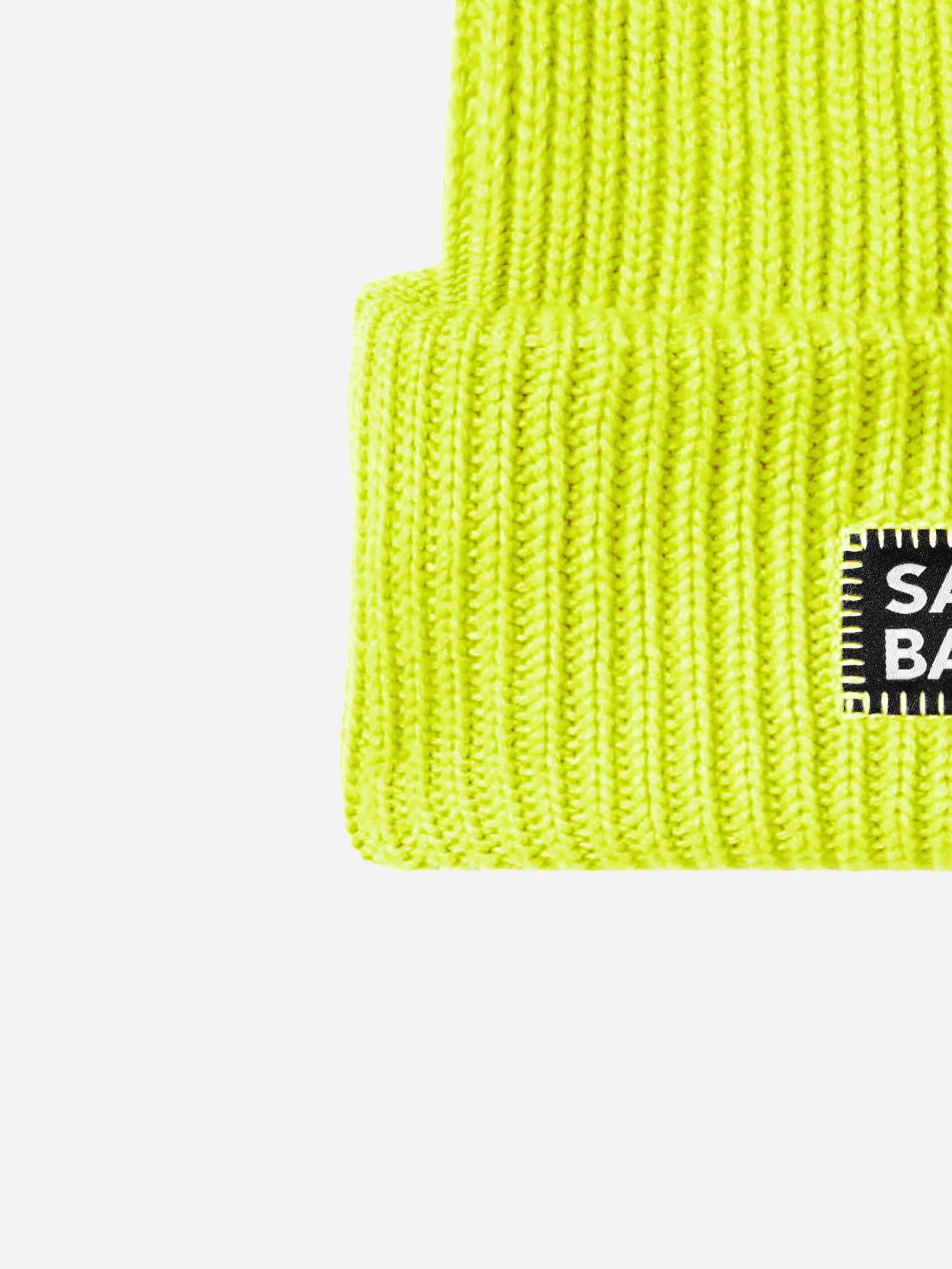 Fluo yellow ribbed beanie Berry with Saint Barth patch - Image 2