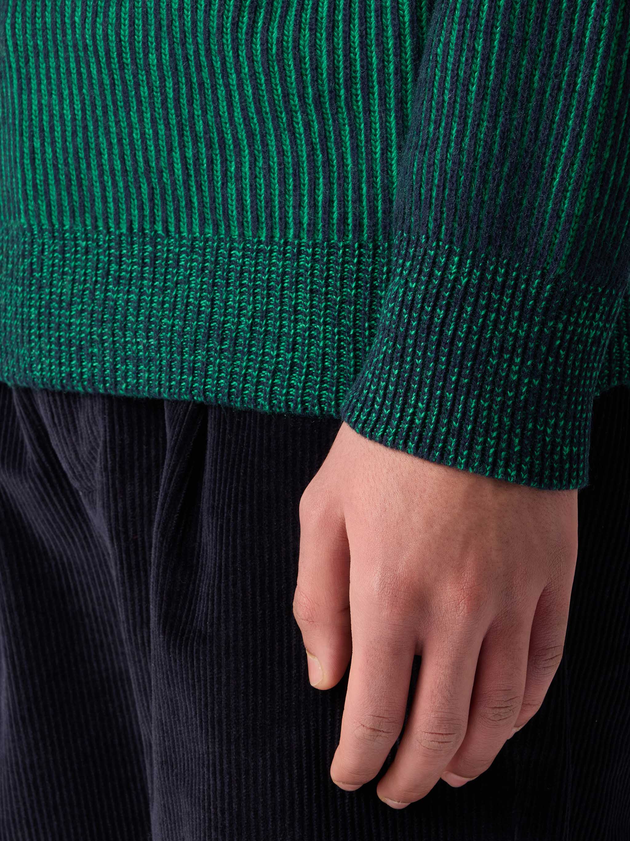 Man green half-turtleneck ribbed sweater - Image 4