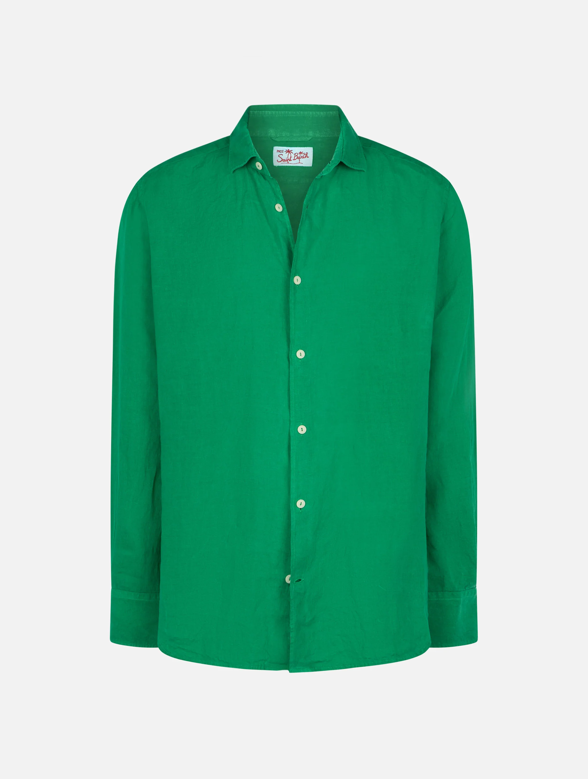 Man green linen shirt Pamplona - Image 4