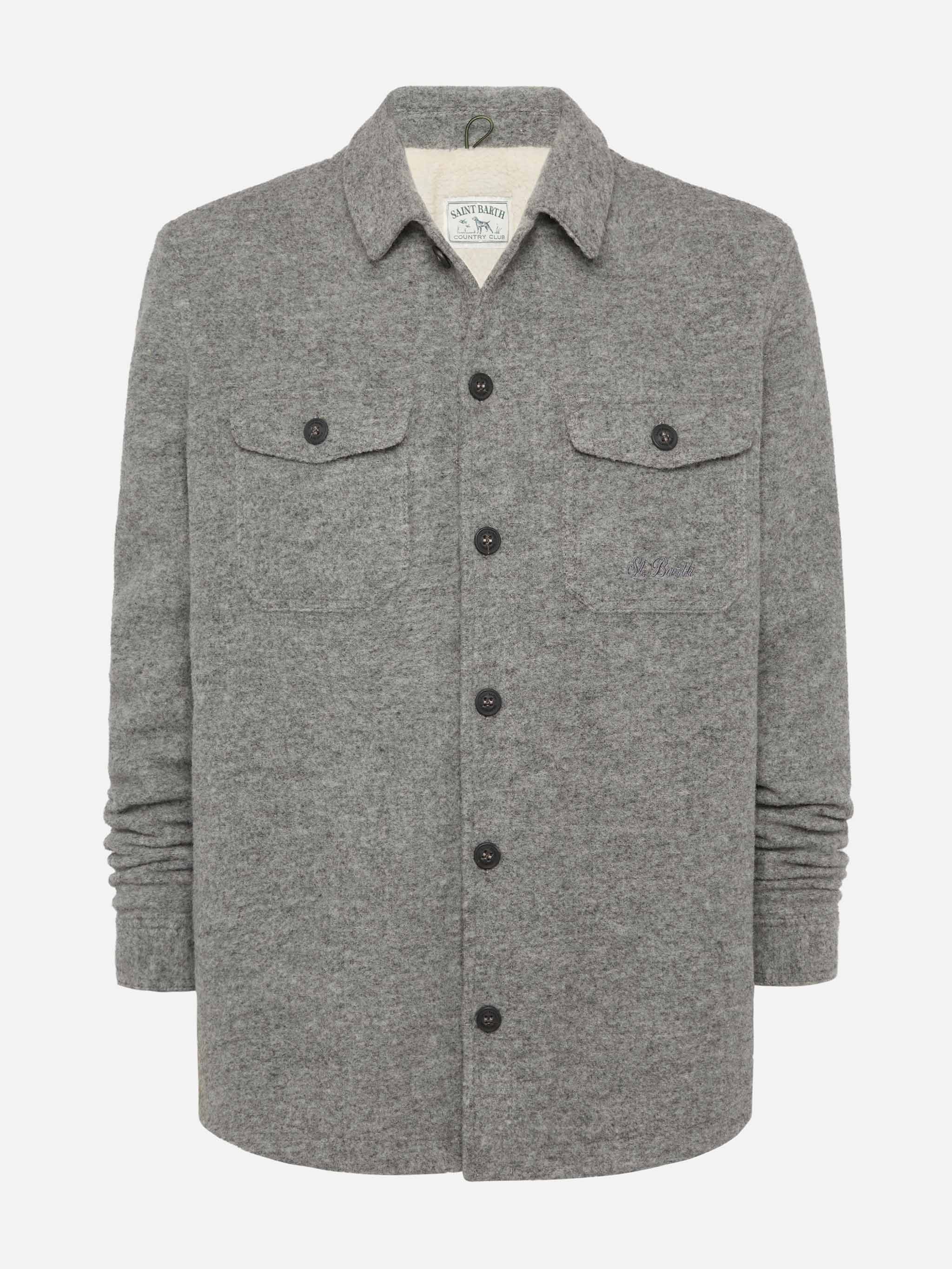Man grey wool blend overshirt Landeck - Image 4