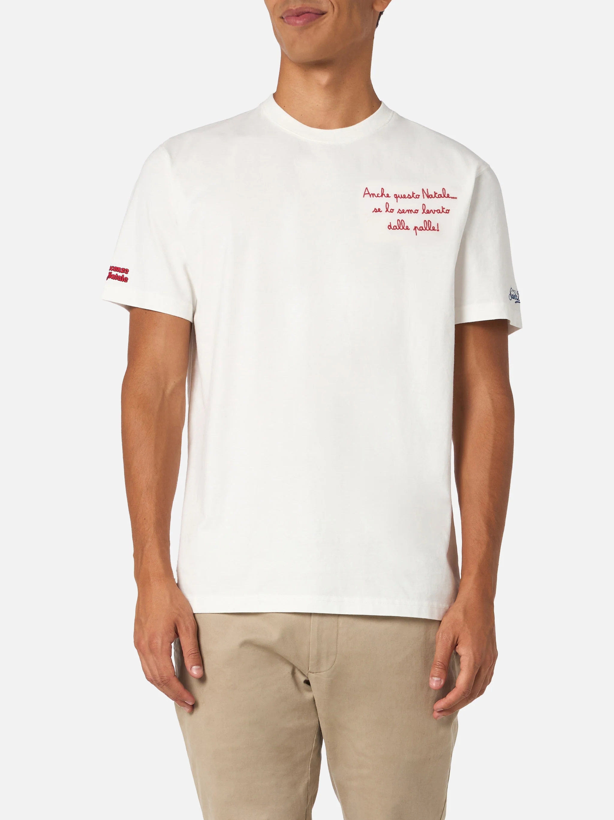 Man heavy cotton t-shirt Arnott with Anche questo Natale... embroidery | VACANZE DI NATALE SPECIAL EDITION - Image 2
