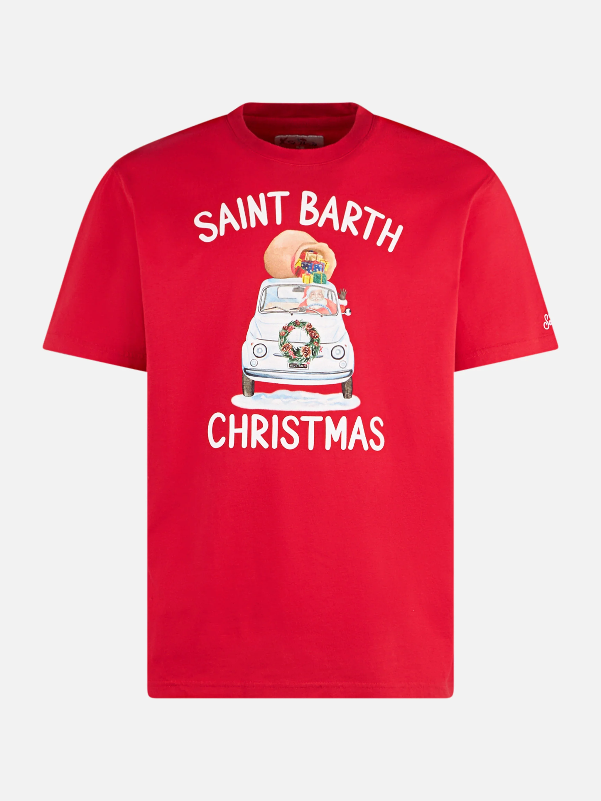 Man heavy cotton t-shirt with Saint Barth Christmas print - Image 4