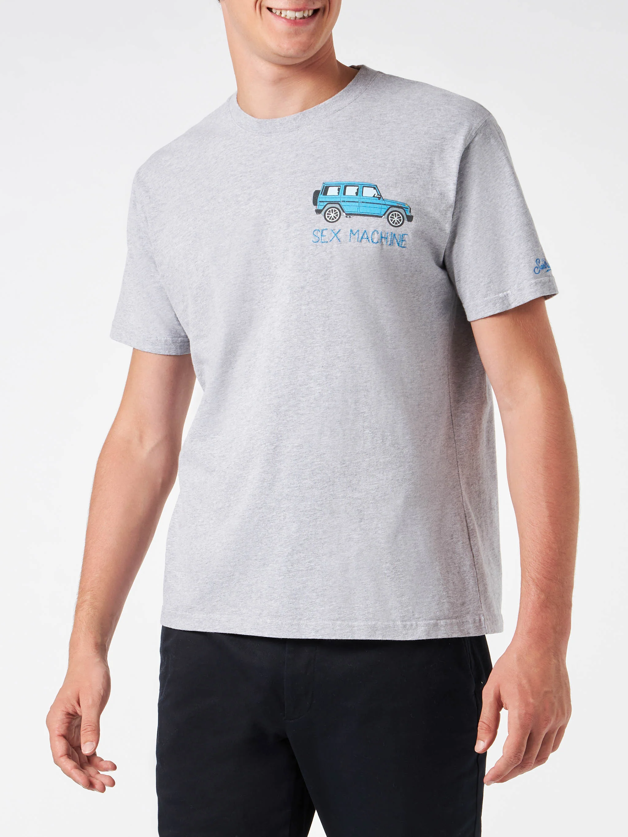 Man heavy cotton t-shirt with Sex Machine embroidery - Image 2