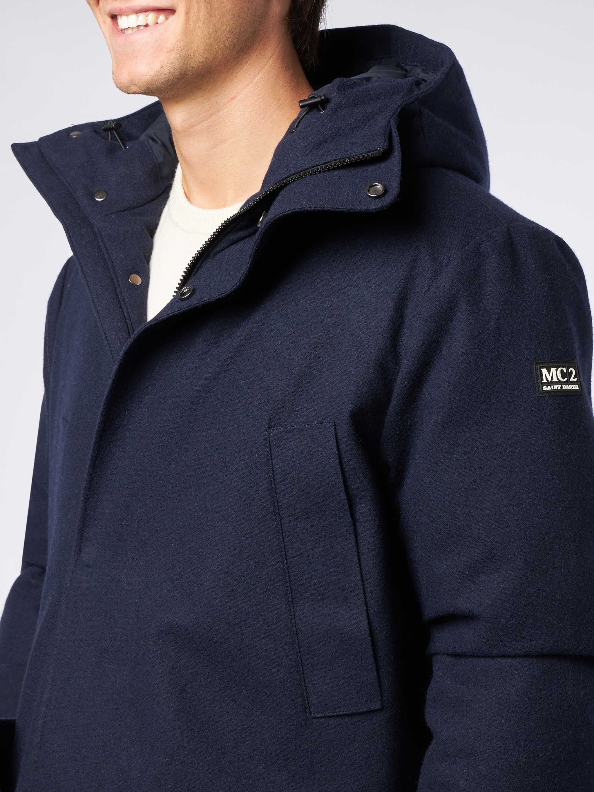 Man navy blue hooded parka jacket Voyager - Image 3