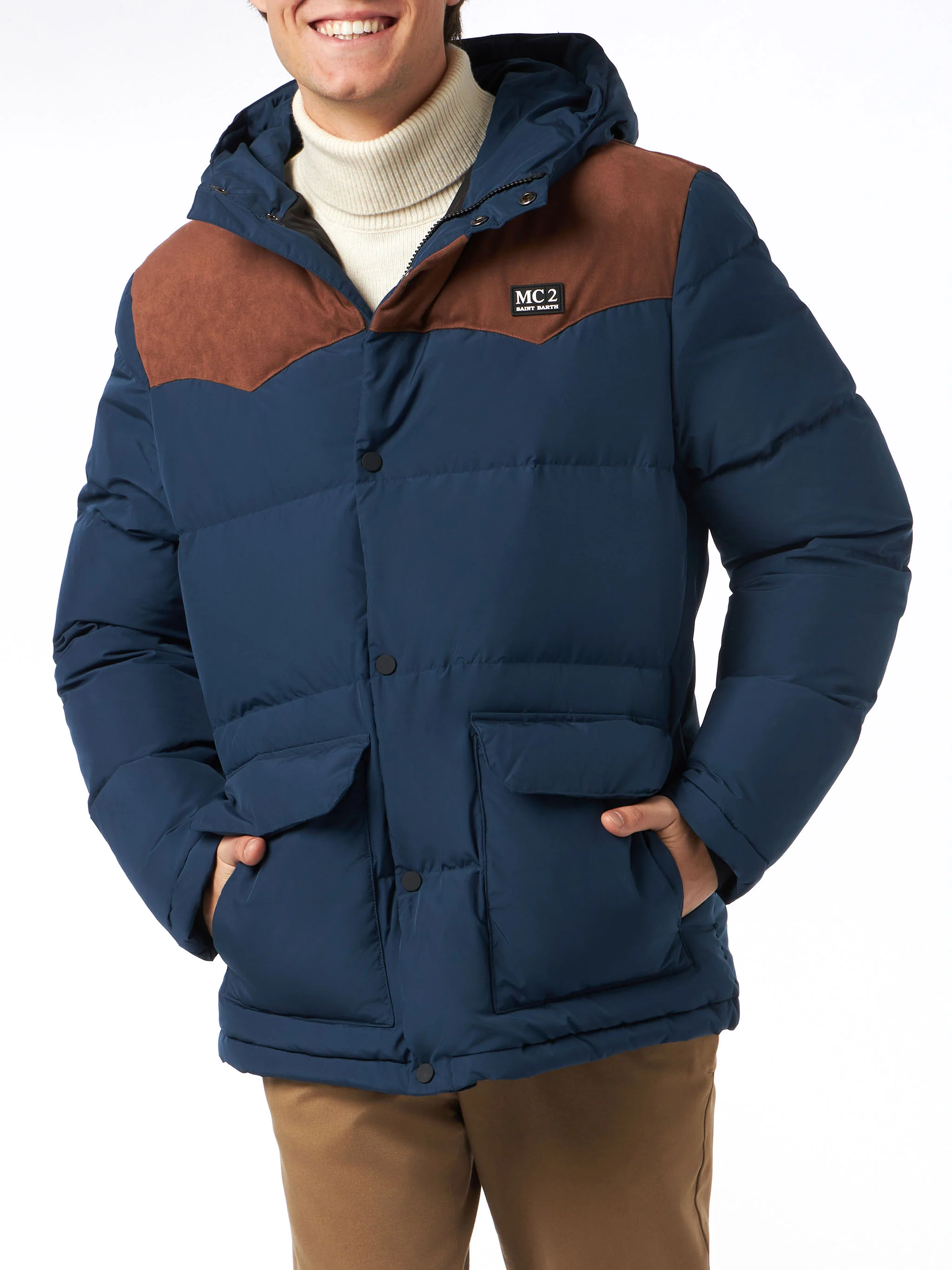 Man blue hooded down jacket Baxter