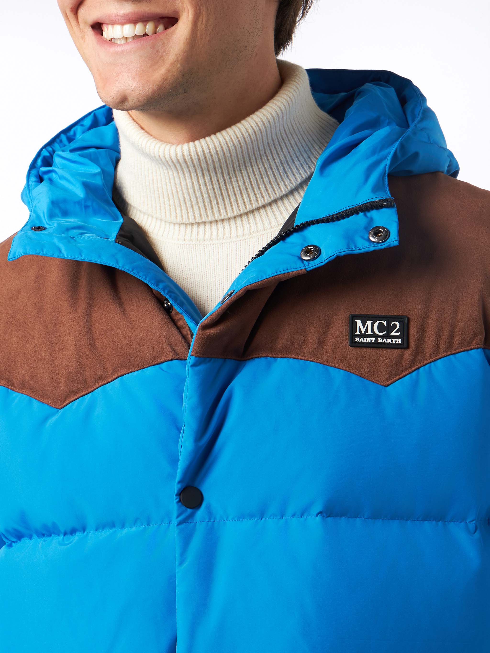 Man bluette hooded down jacket Baxter - Image 2