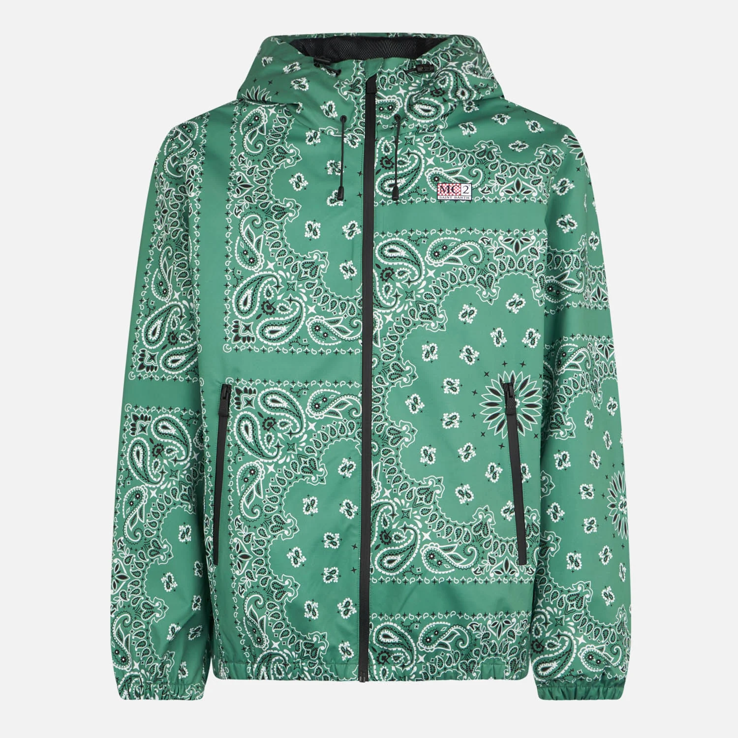 Man hooded lightweight windbreaker with bandanna print - Image 4