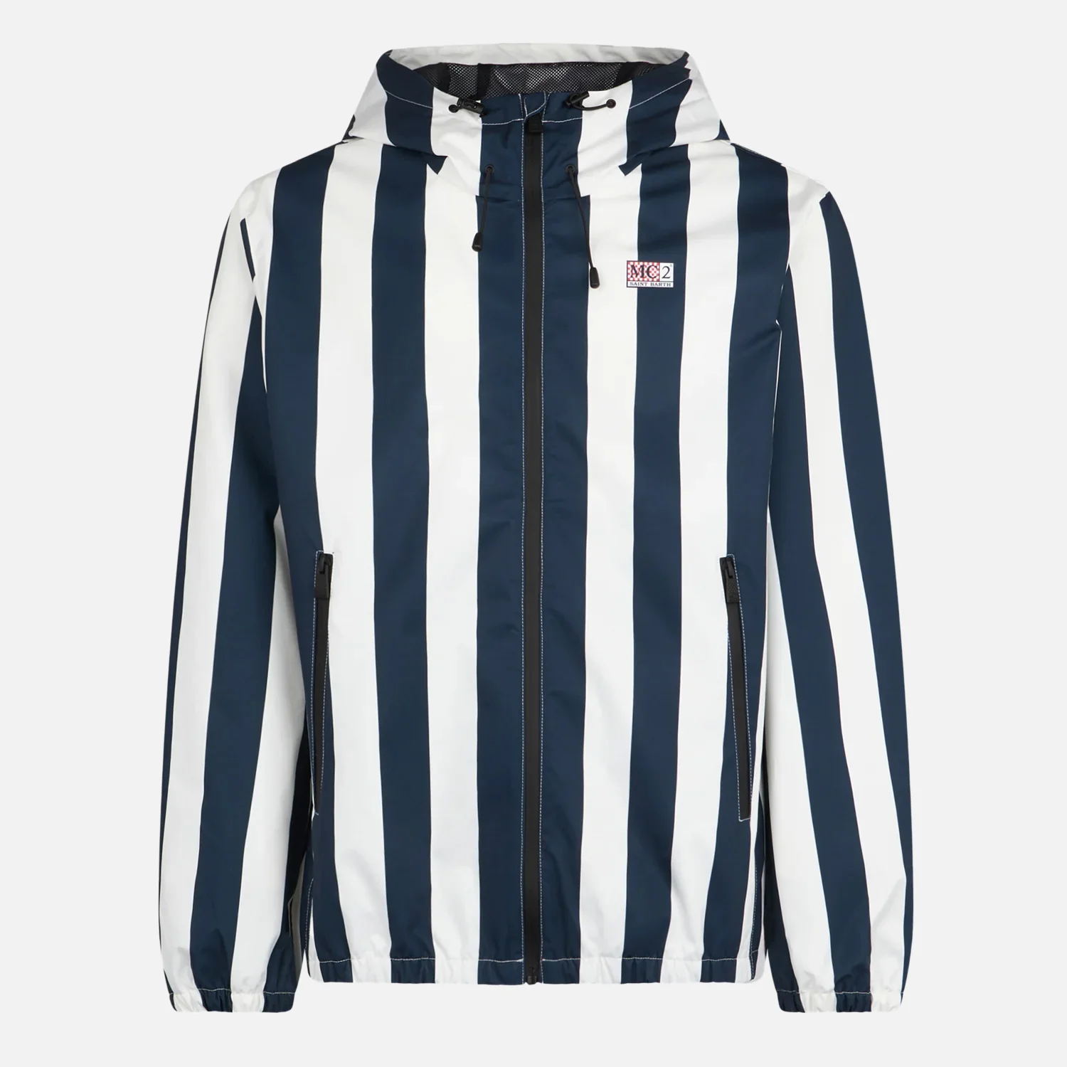 Man hooded lightweight windbreaker with striped print - Image 4