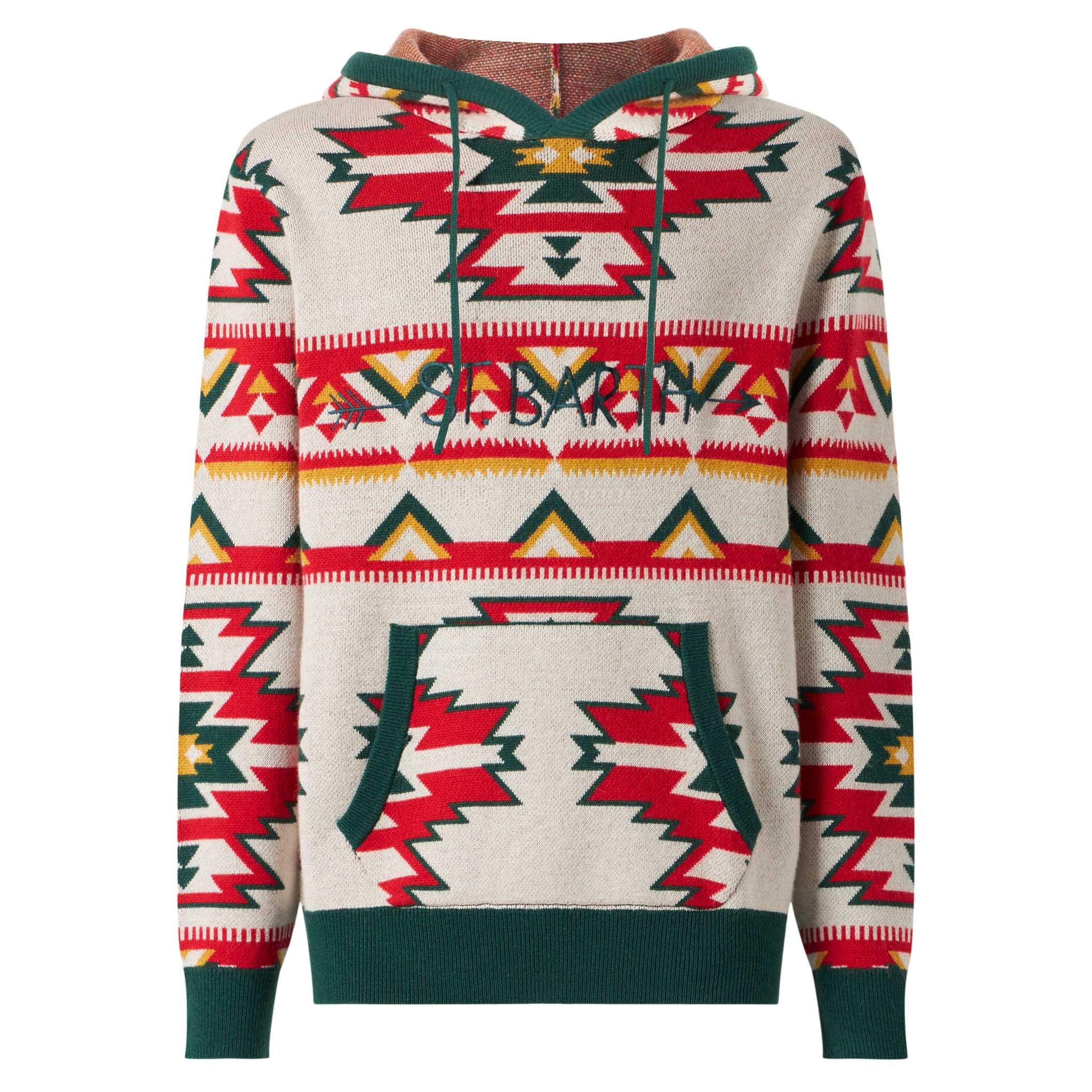 Man hooded knit with ethnic pattern - Image 4