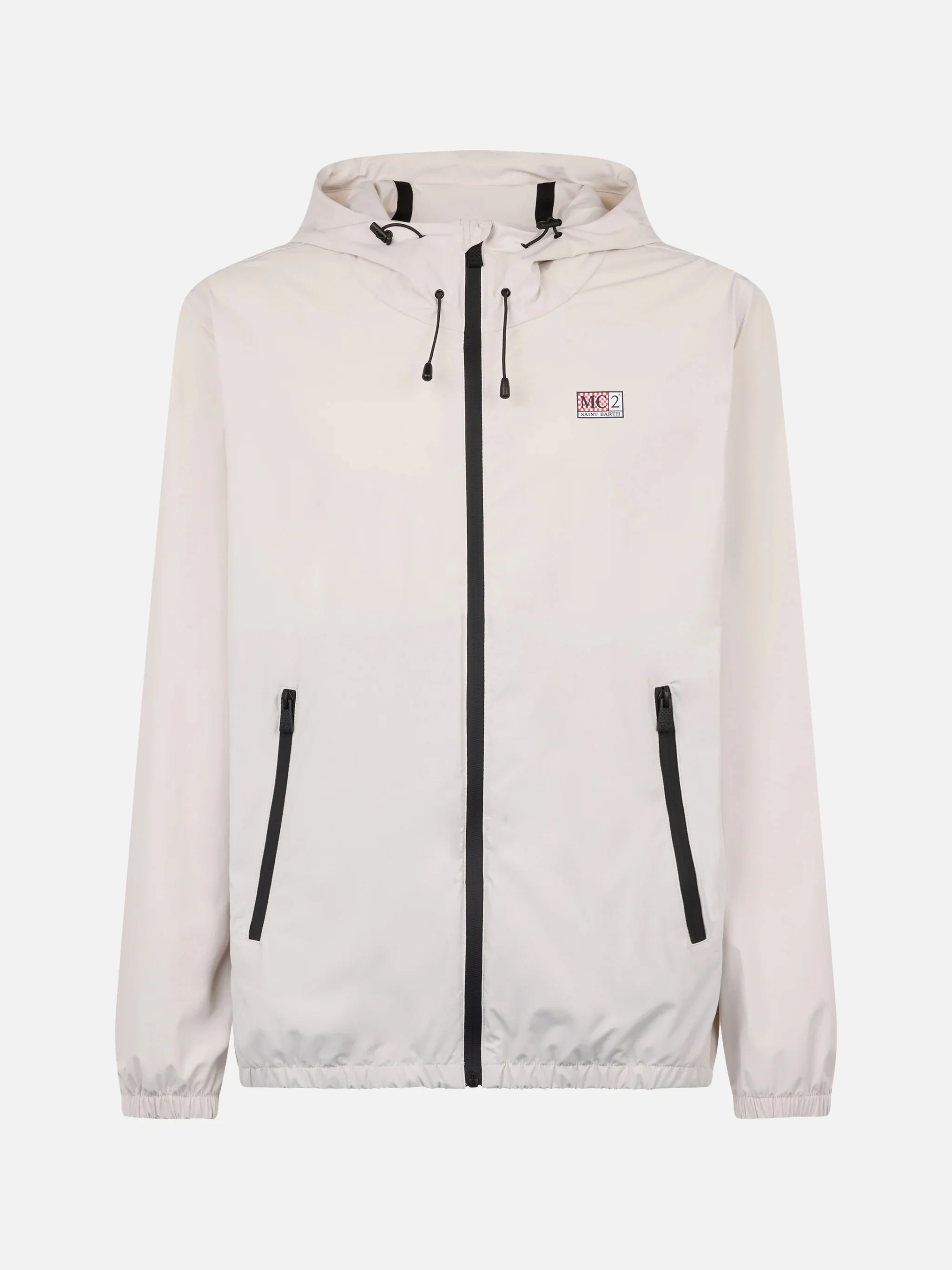 Man hooded lightweight ice white fabric windbreaker Sloop - Image 4