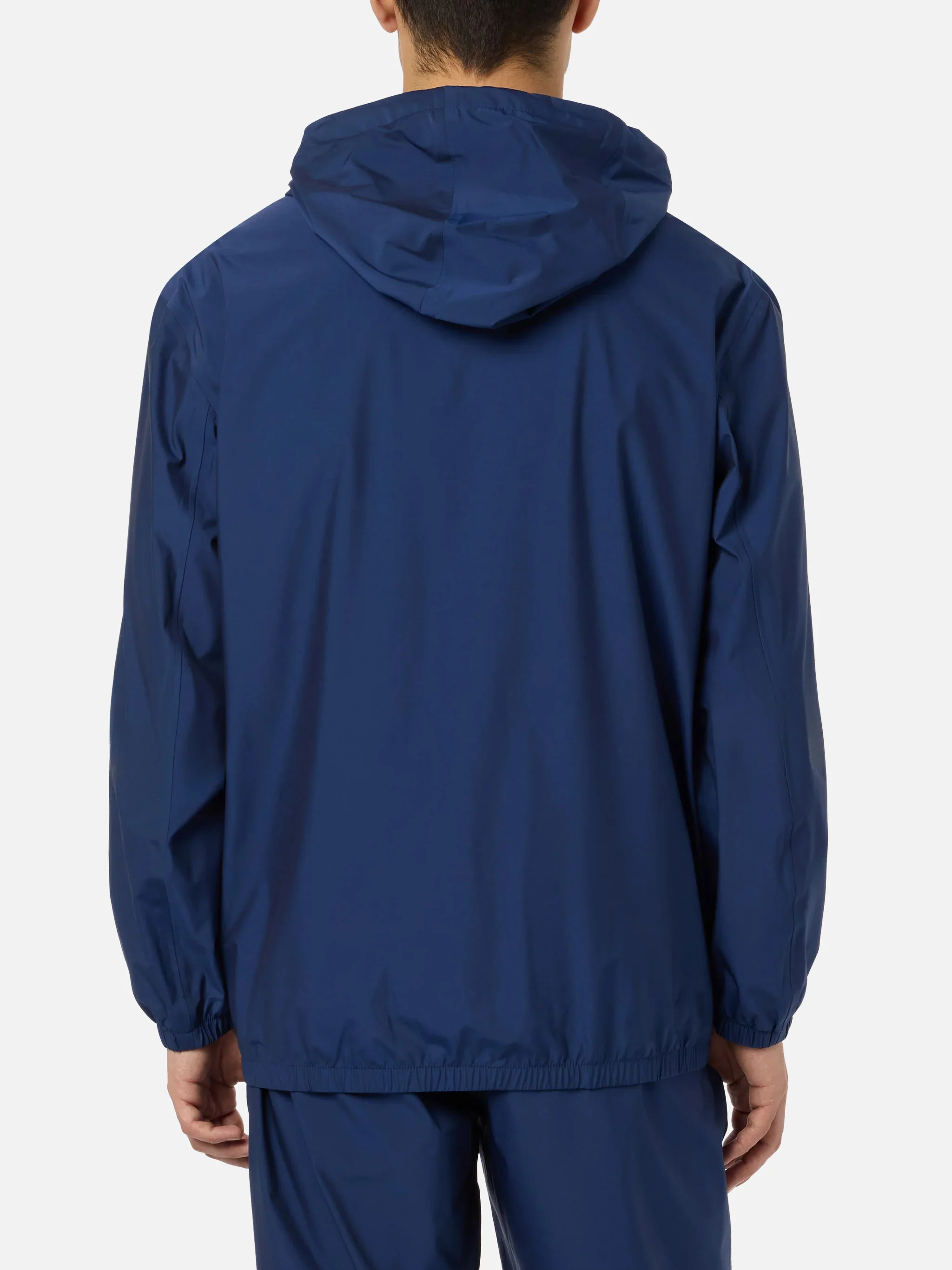 Man hooded lightweight navy blue fabric windbreaker Sloop - Image 3