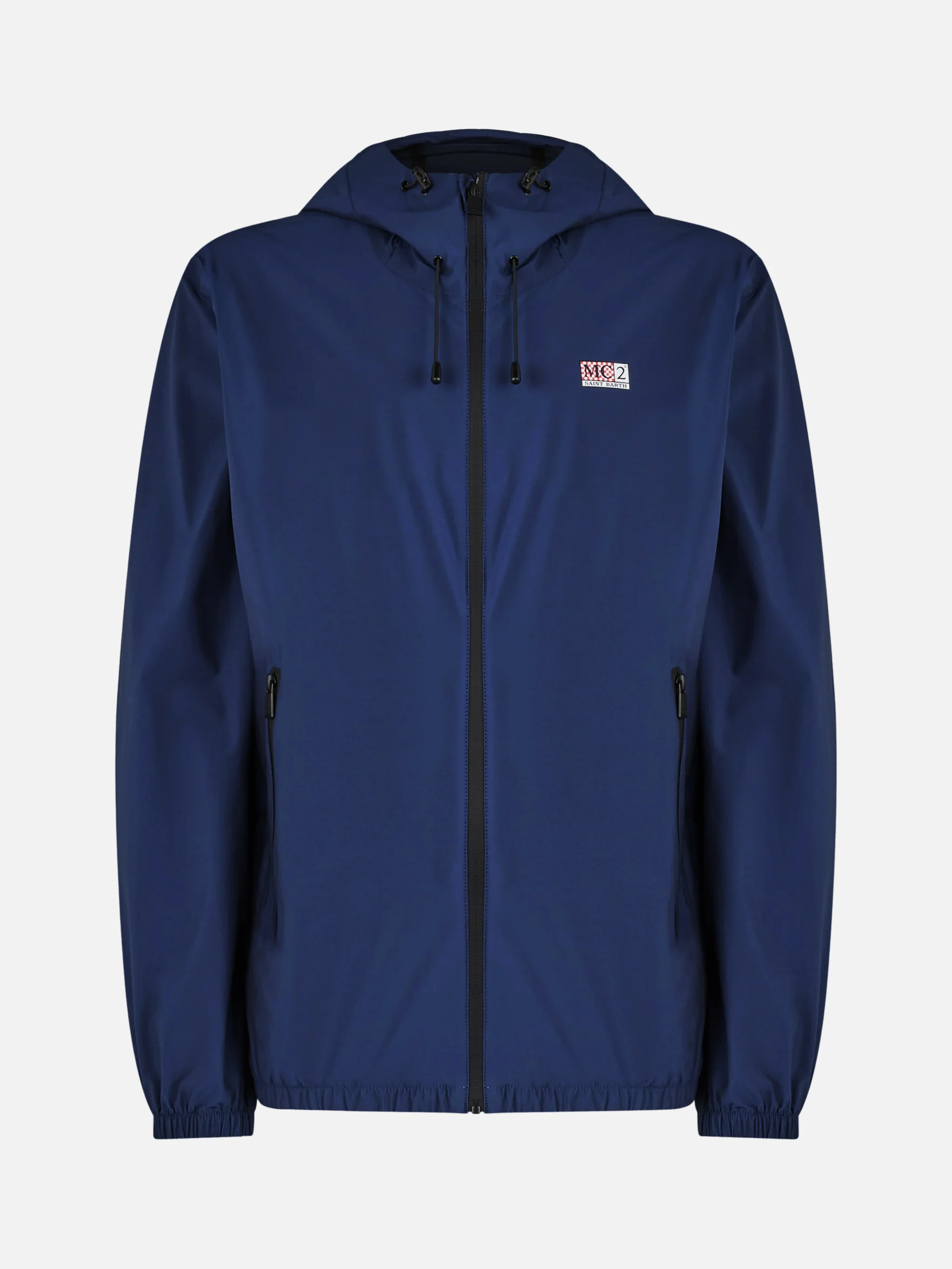 Man hooded lightweight navy blue fabric windbreaker Sloop - Image 4
