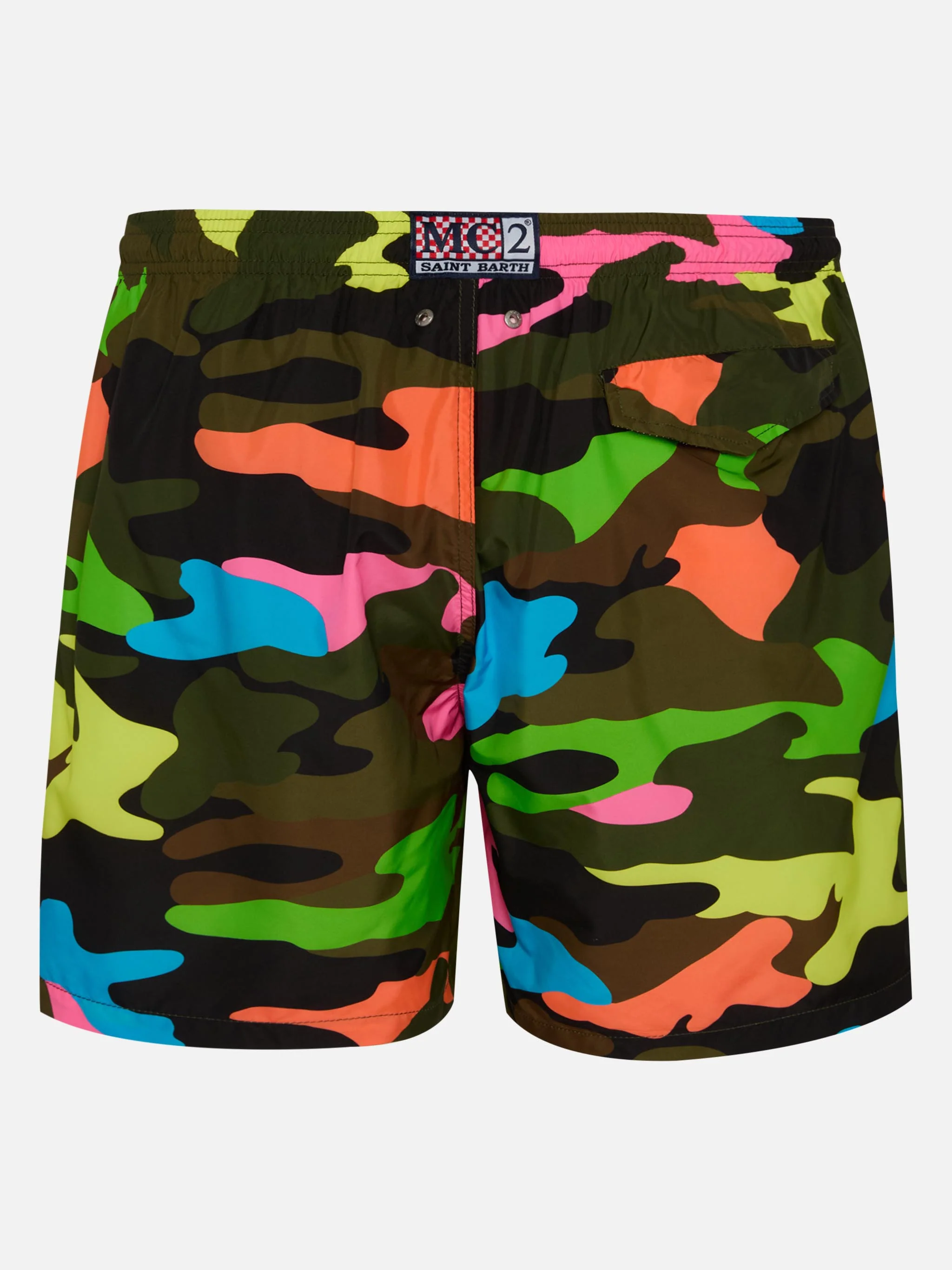 Man light fabric swim shorts with fluo camouflage print - Image 2