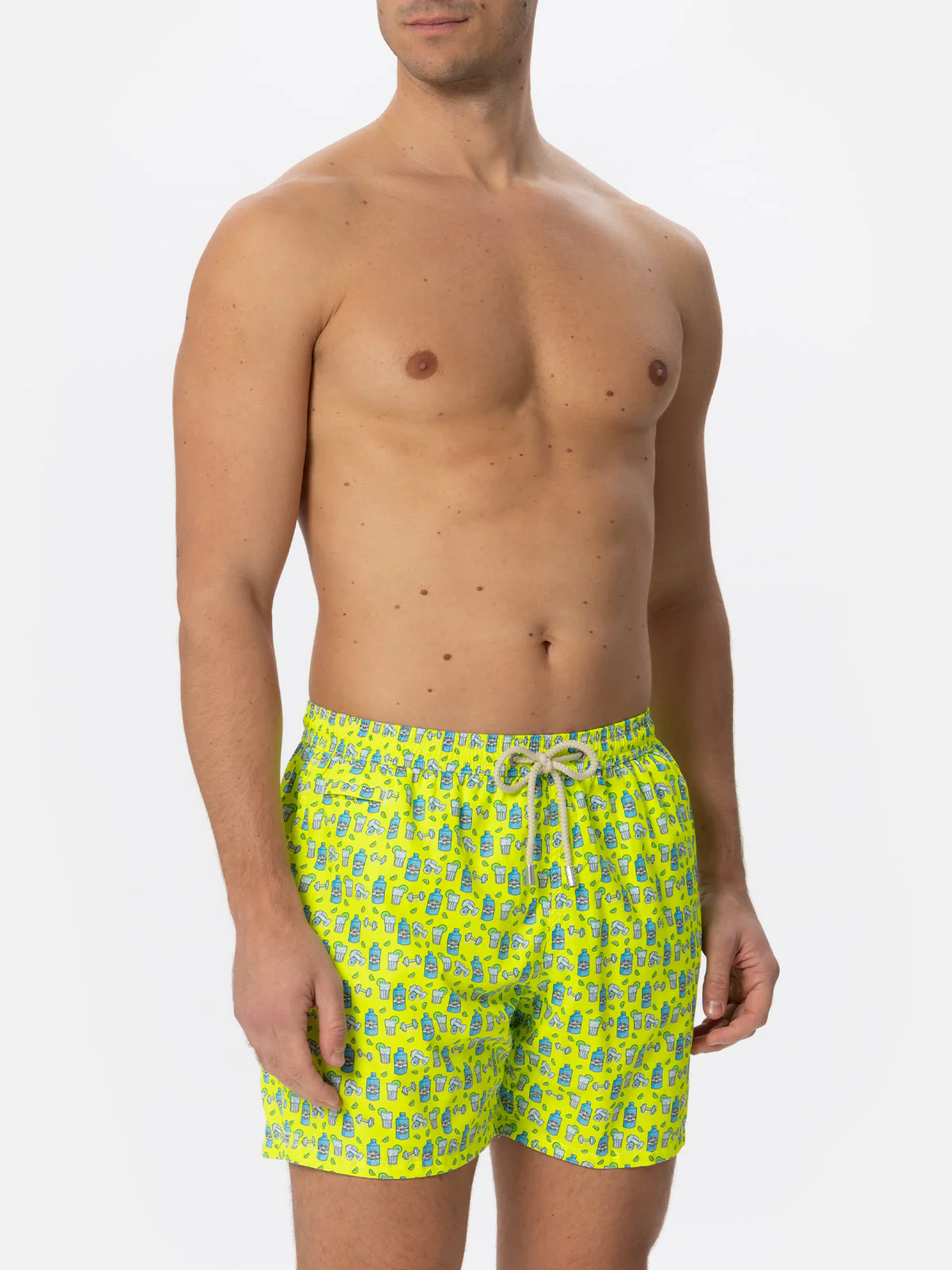 Man light fabric swim shorts with gin and gym print - Image 3