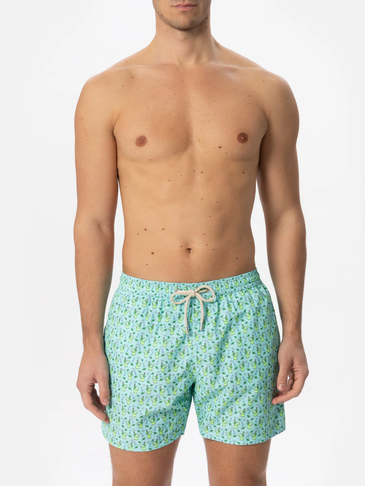 Man light fabric swim shorts with Mojito print - Image 3