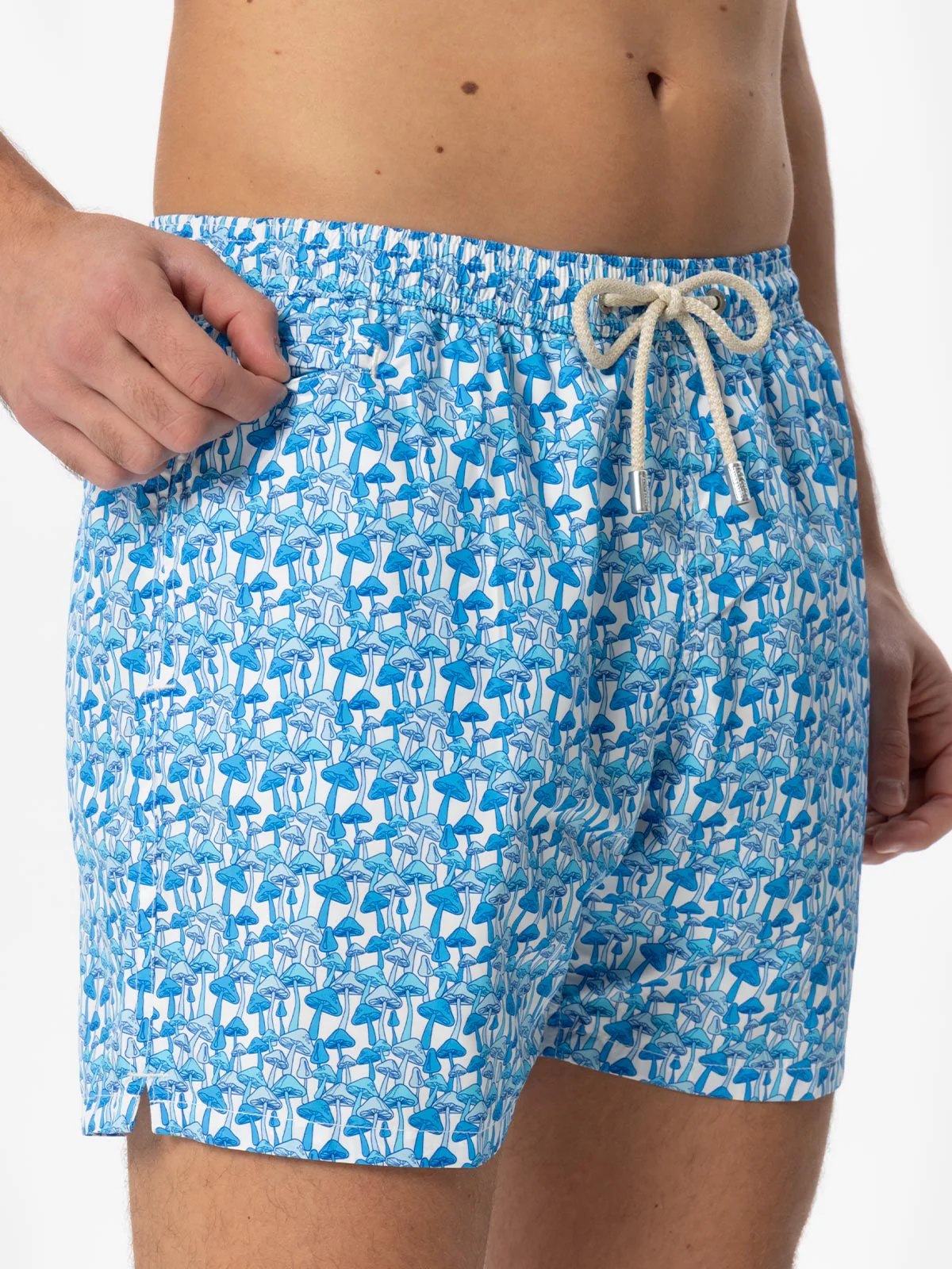 Man light fabric swim shorts with mushrooms print - Image 4