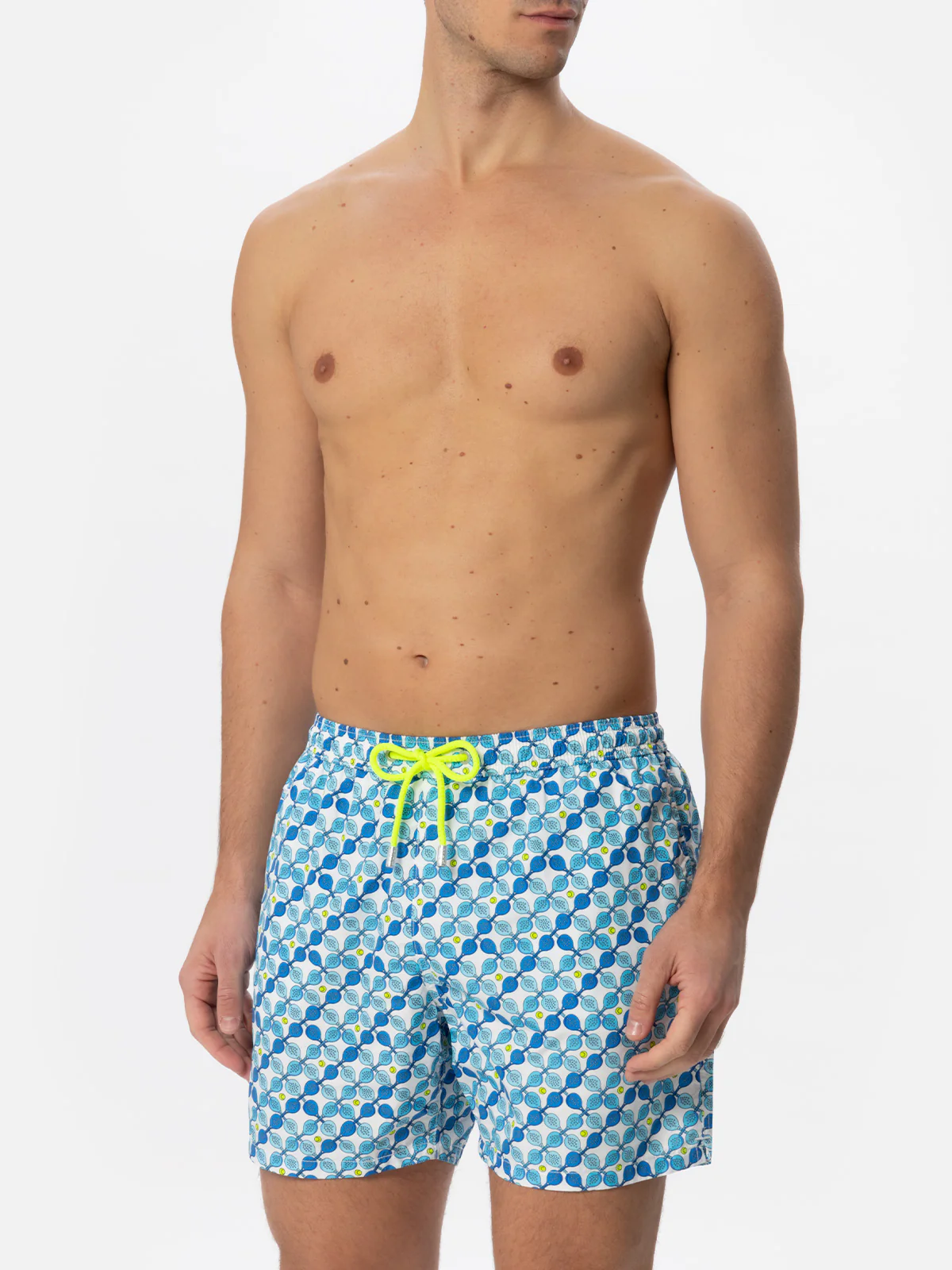 Man light fabric swim shorts with padel rackets print - Image 3