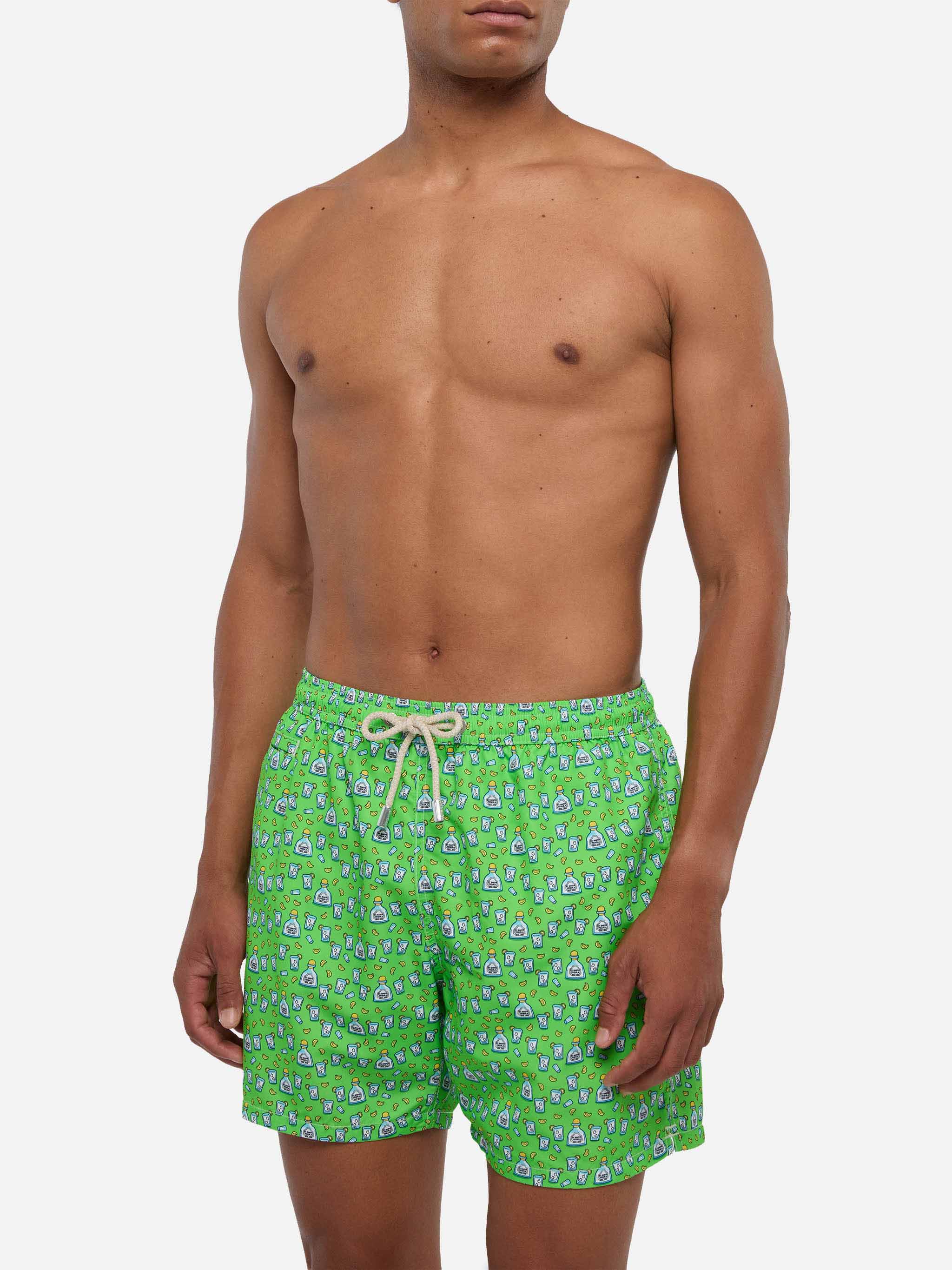 Man light fabric swim shorts with tequila print - Image 3