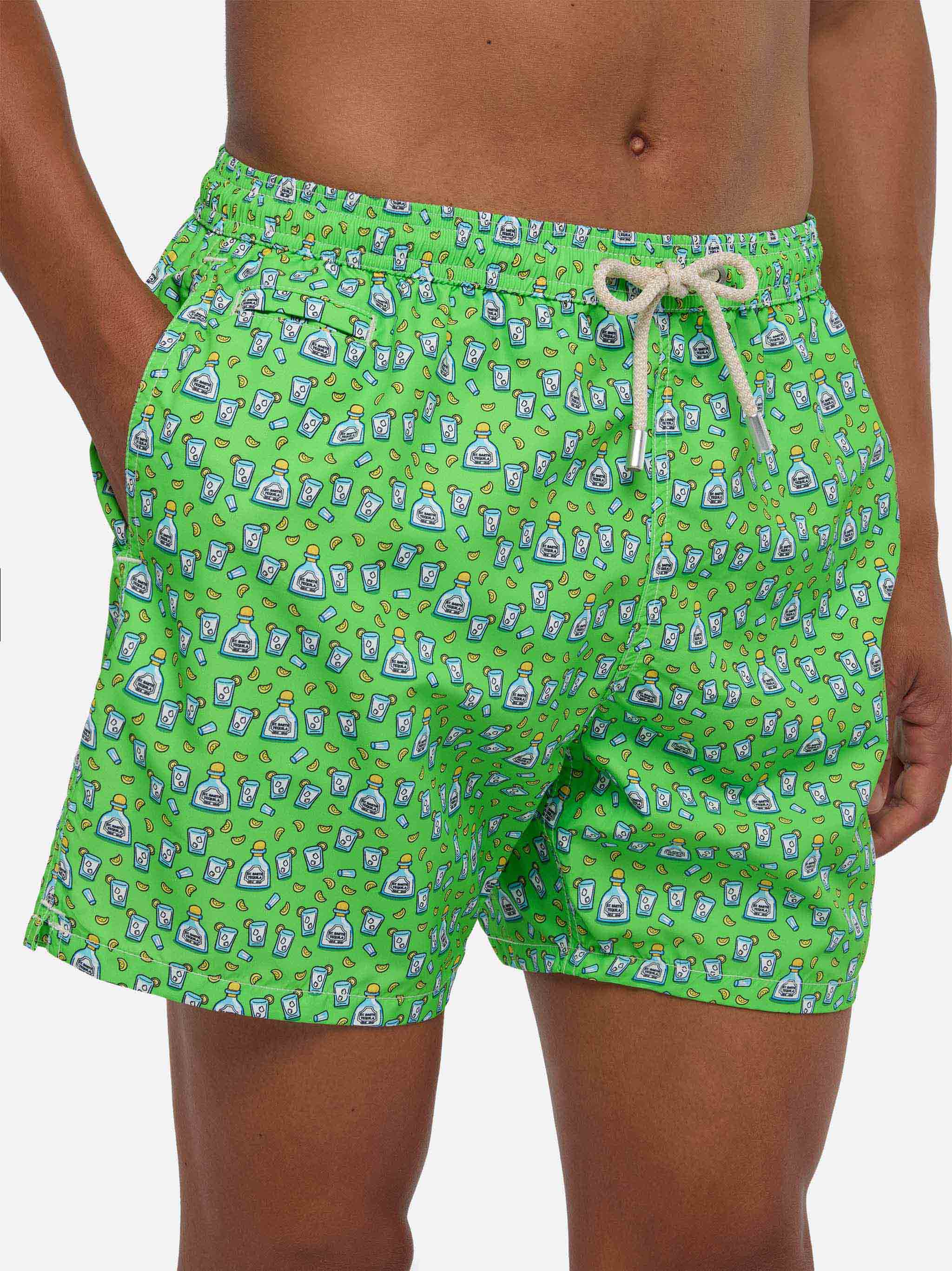 Man light fabric swim shorts with tequila print - Image 4