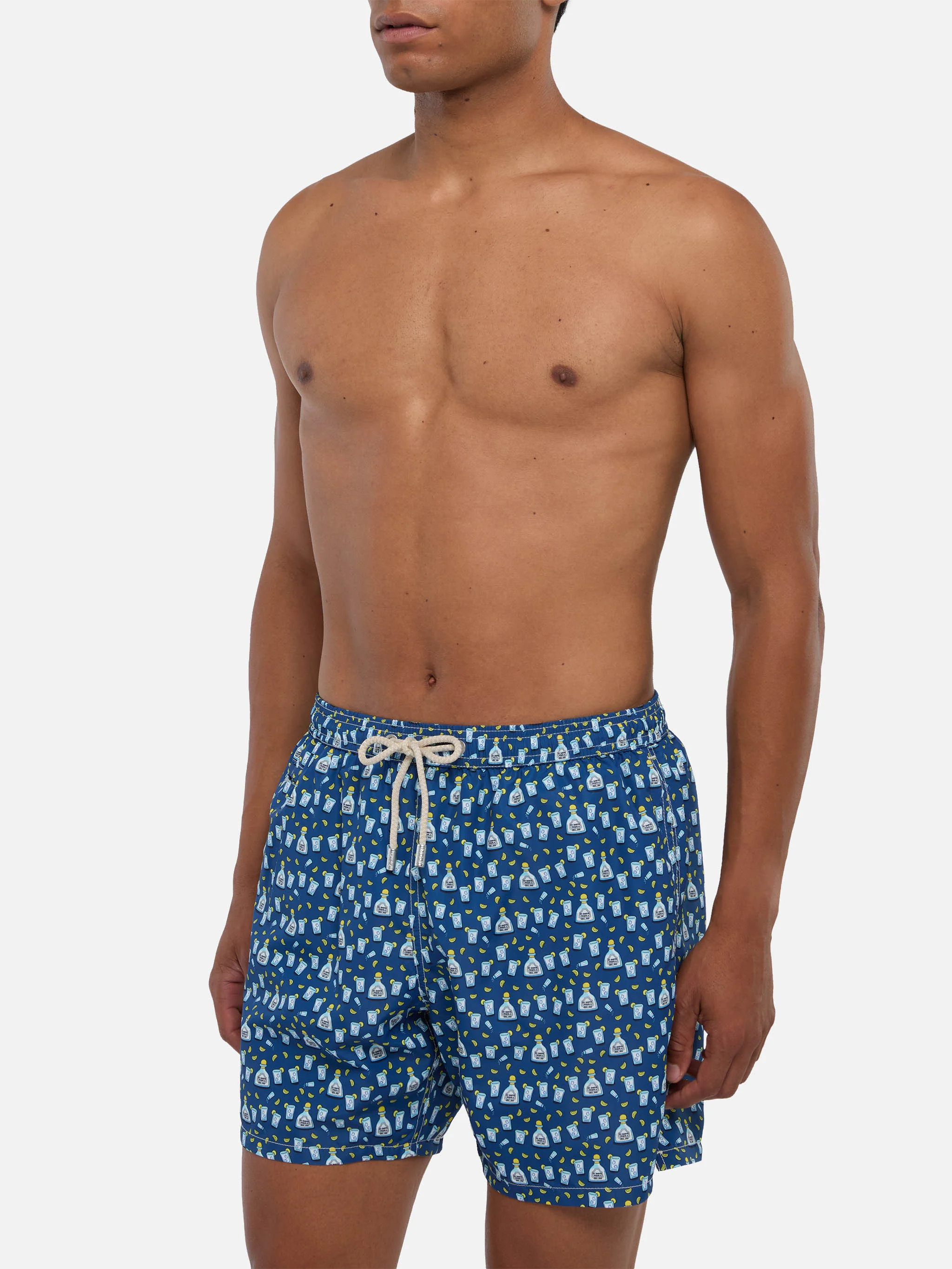 Man light fabric swim shorts with tequila print - Image 3