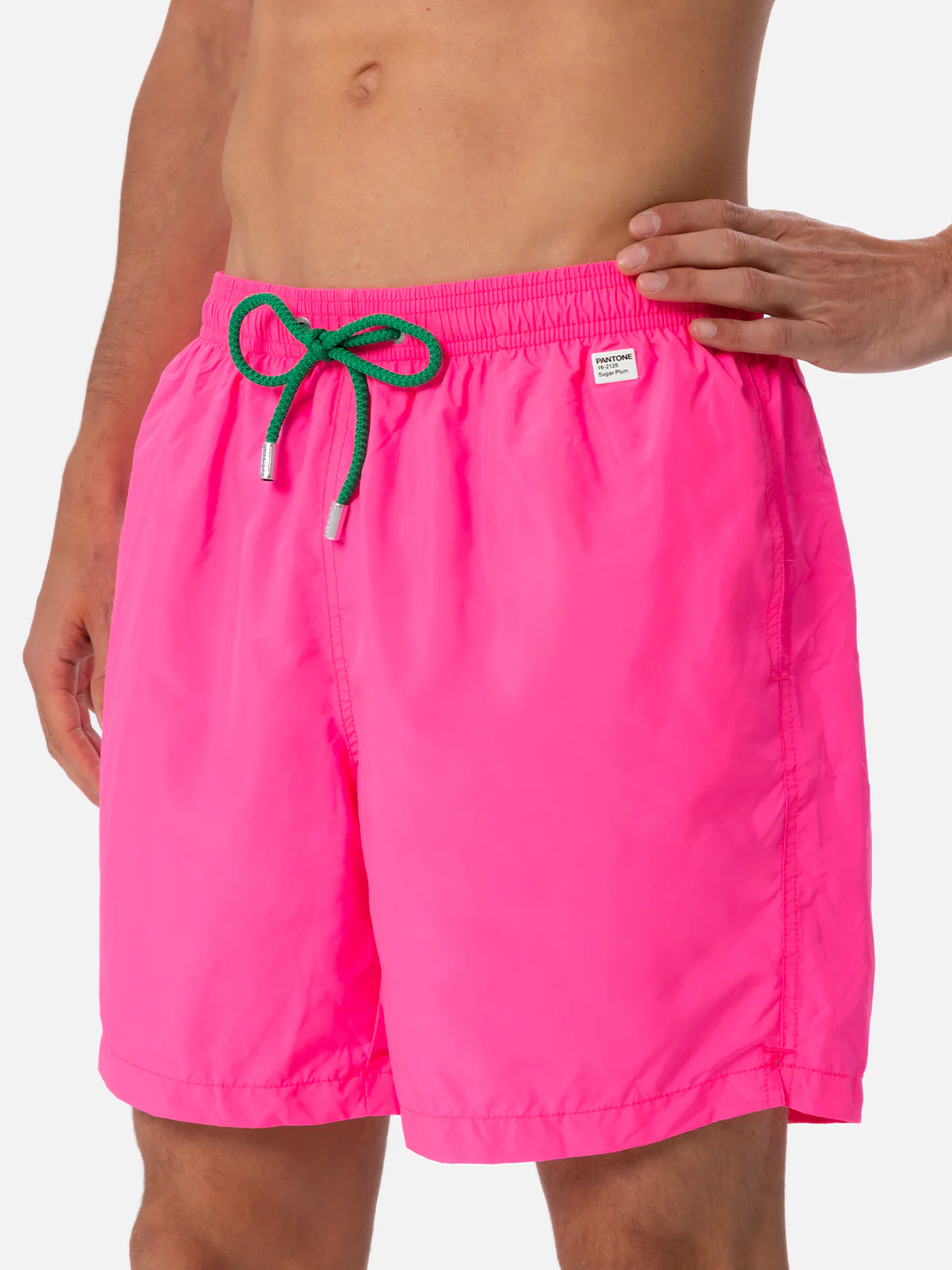 Man lightweight fabric fluo pink swim shorts Lighting Pantone | PANTONE® SPECIAL EDITION - Image 5