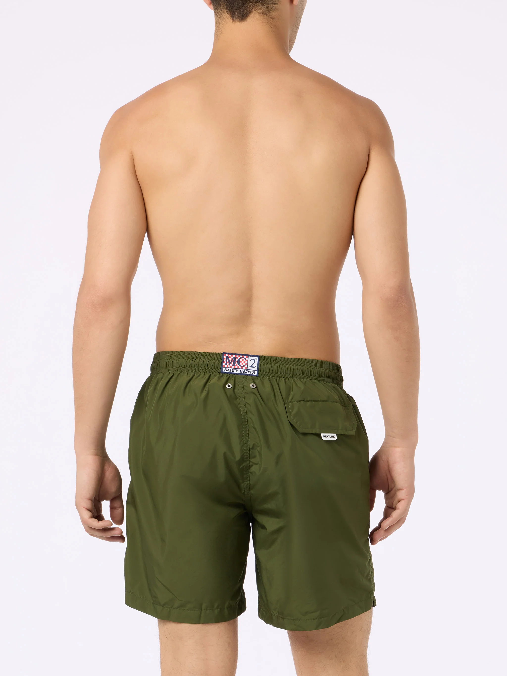 Man lightweight fabric military green swim shorts Lighting Pantone | PANTONE® SPECIAL EDITION - Image 4