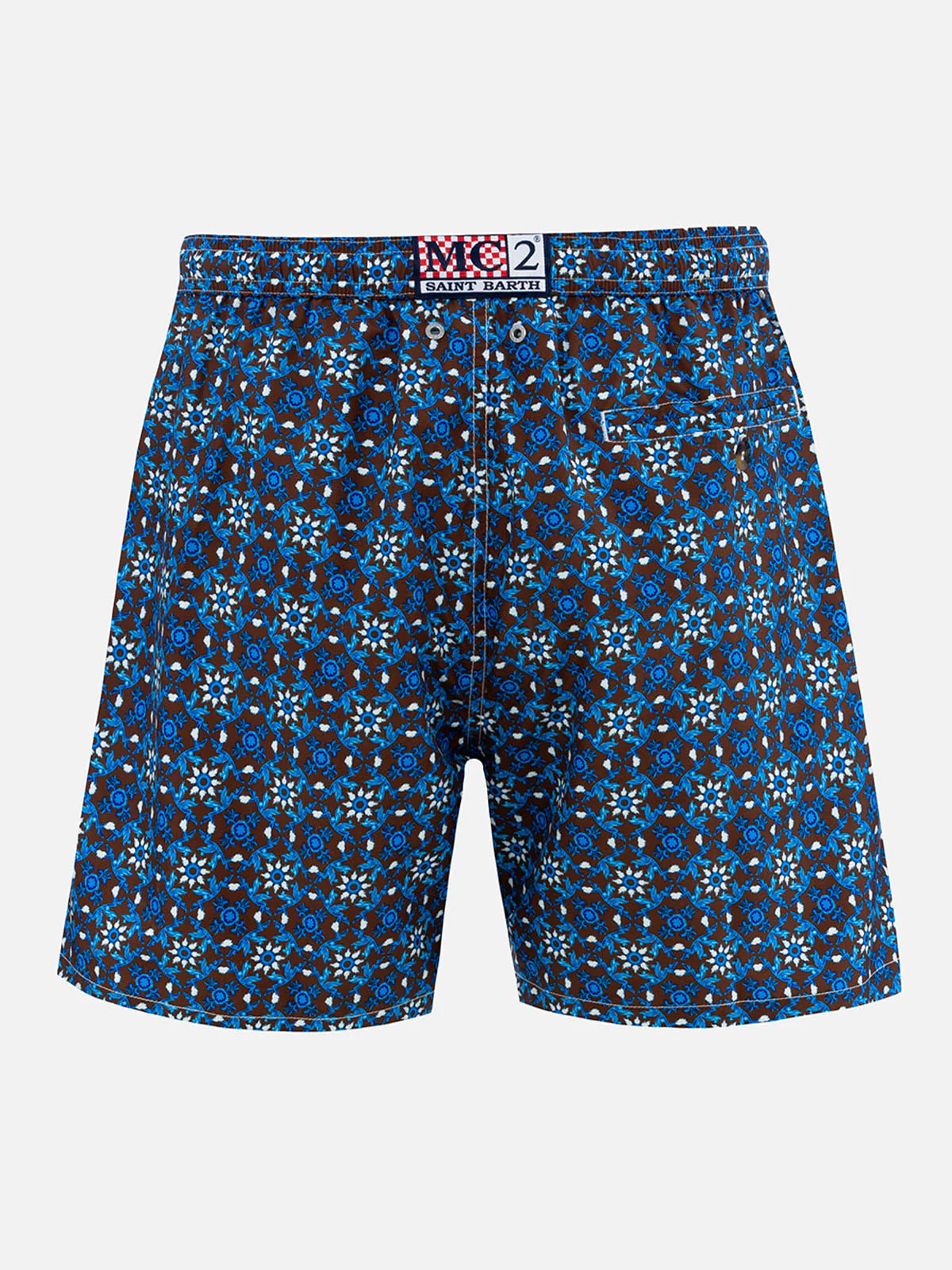 Man lightweight fabric swim-shorts Lighting 70 with majolica print - Image 2