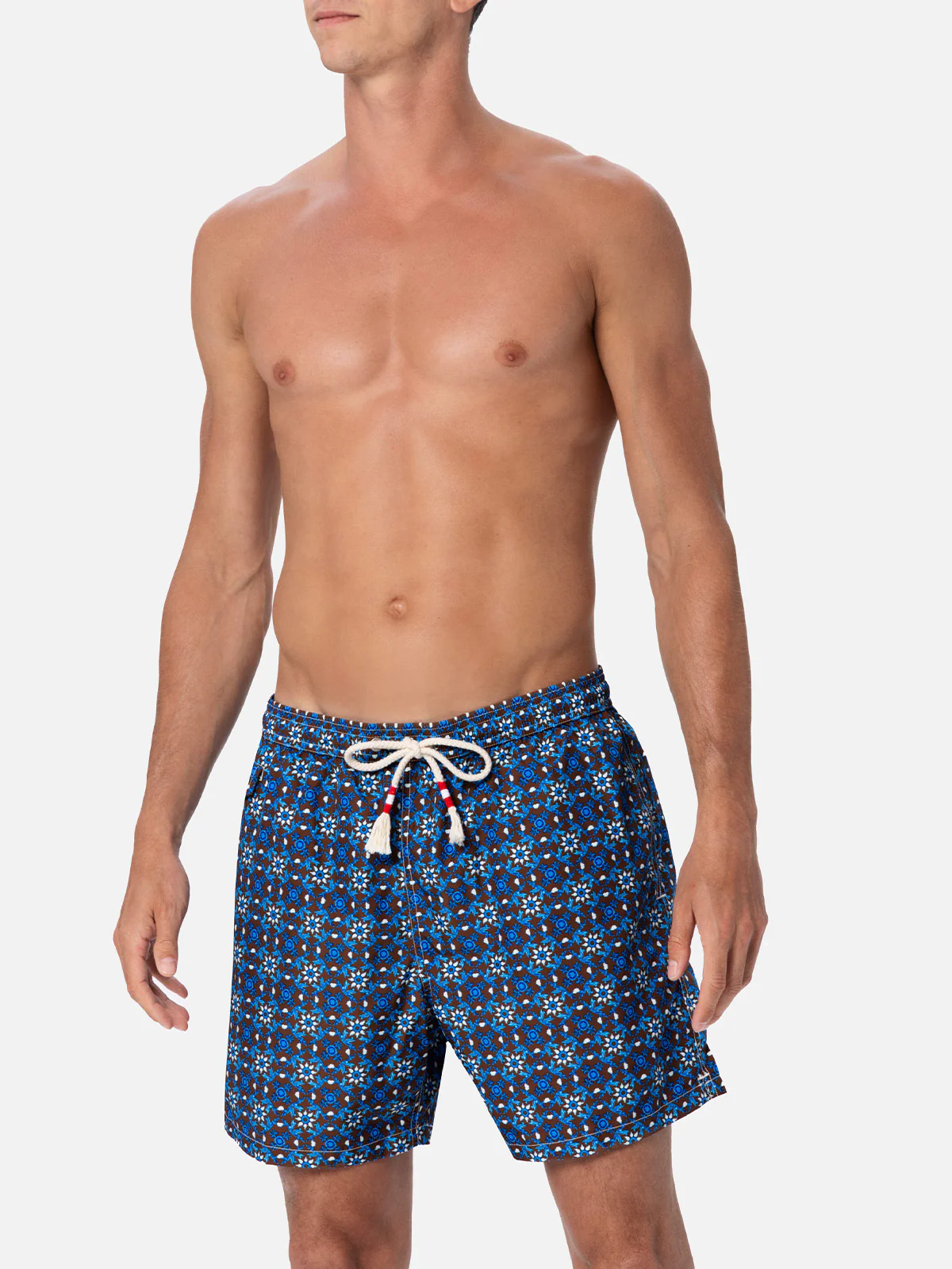 Man lightweight fabric swim-shorts Lighting 70 with majolica print - Image 3