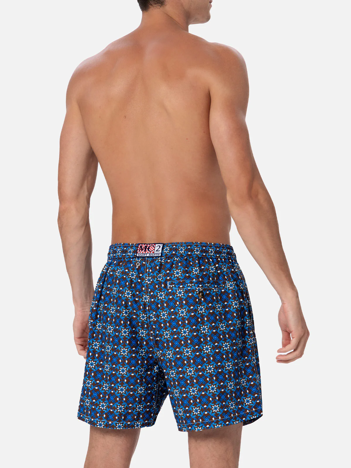 Man lightweight fabric swim-shorts Lighting 70 with majolica print - Image 5