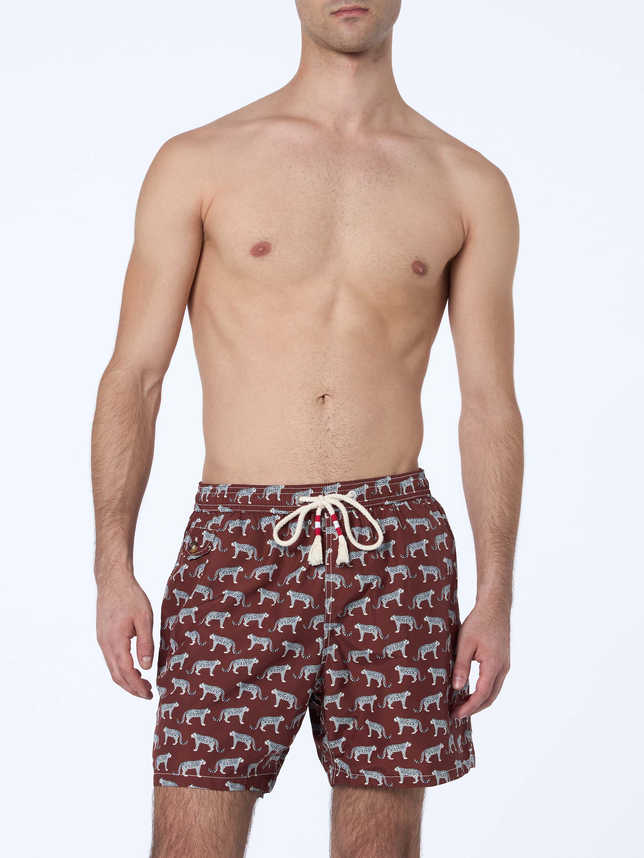 Man lightweight fabric swim-shorts Lighting 70 with micro cheeta print - Image 3
