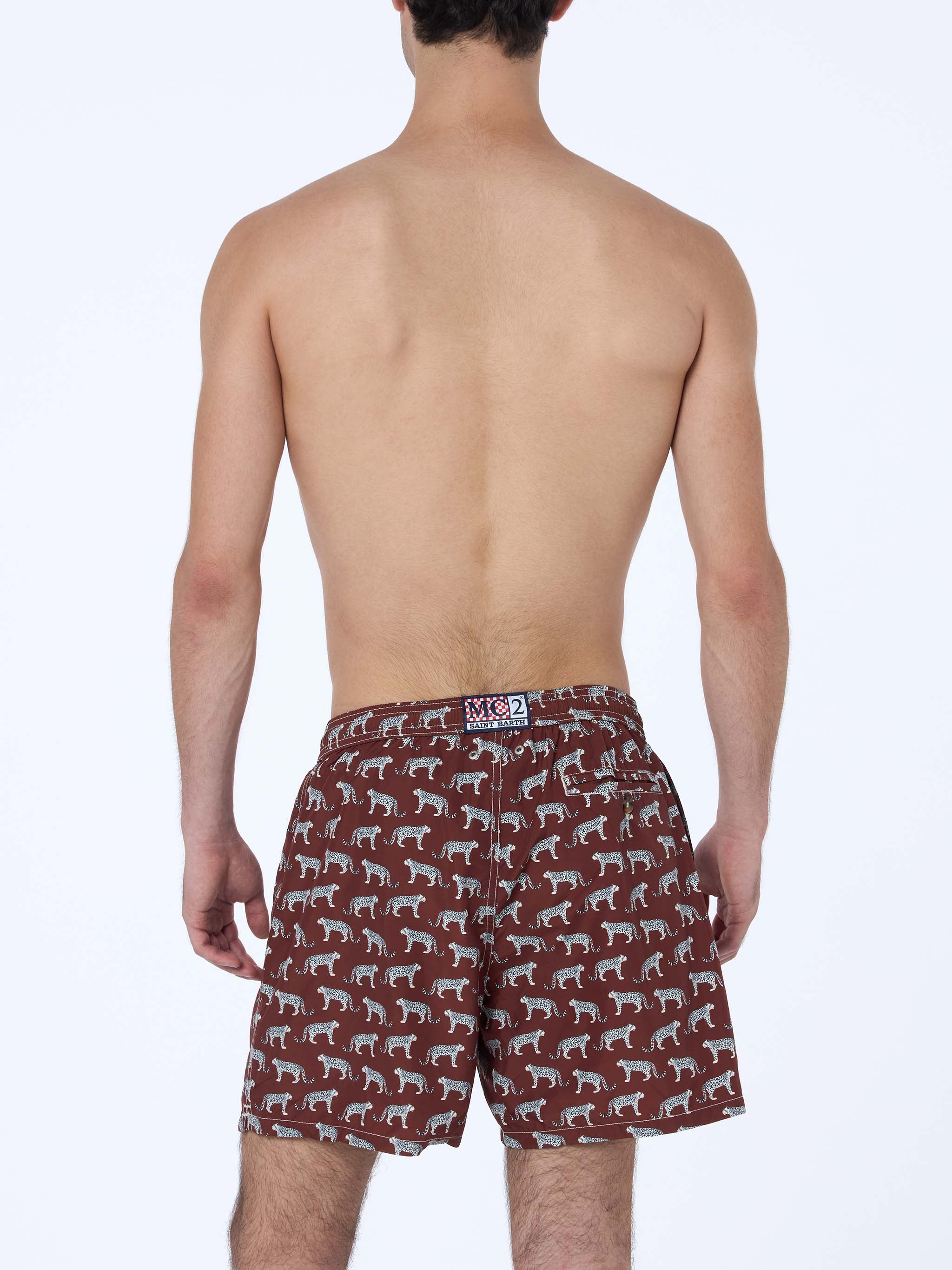 Man lightweight fabric swim-shorts Lighting 70 with micro cheeta print - Image 4