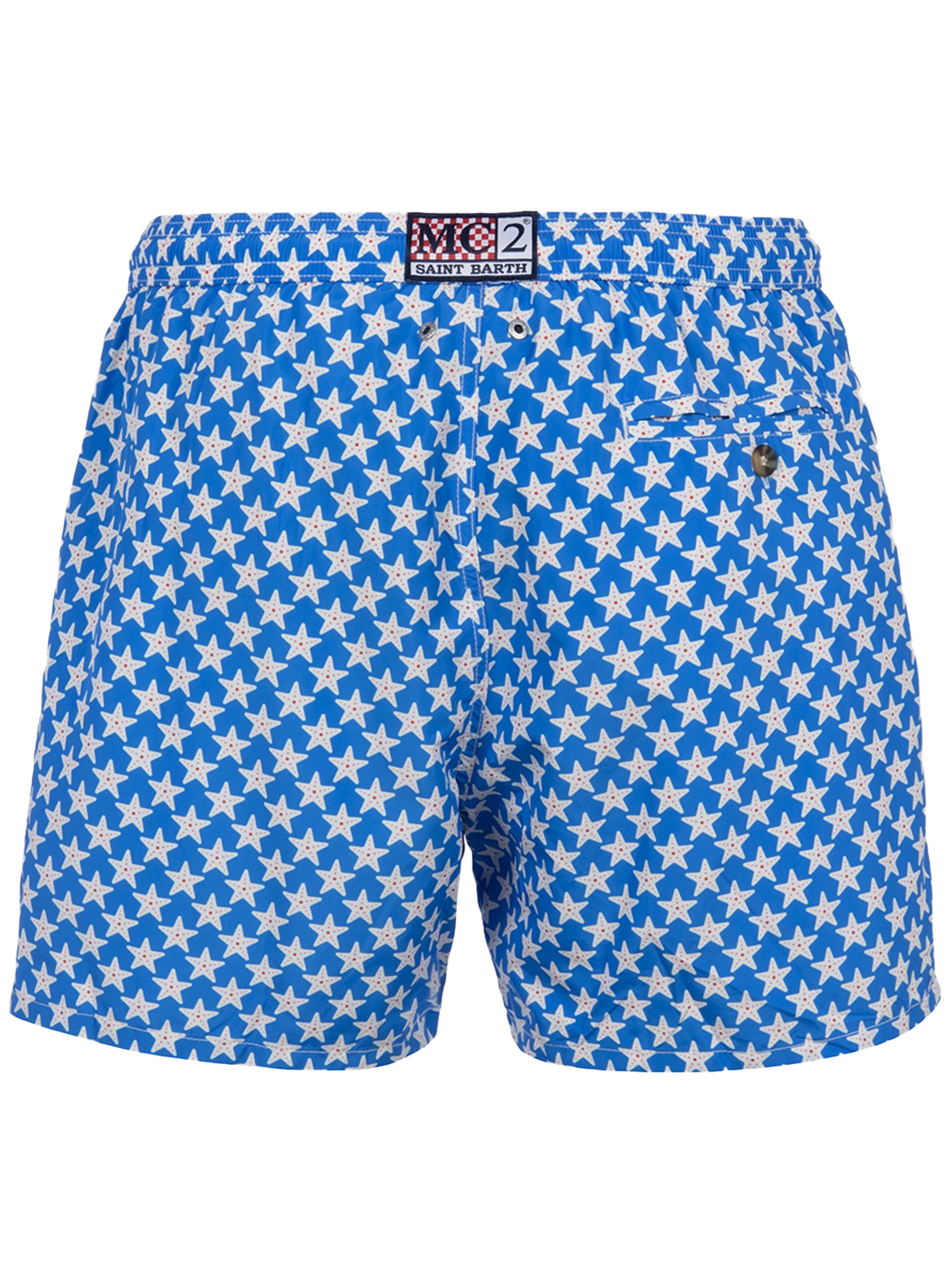 Man lightweight fabric swim-shorts Lighting 70 with seastars print - Image 2