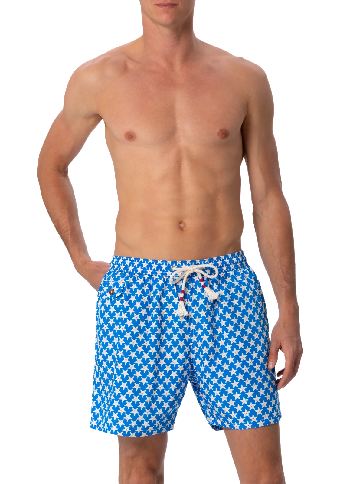 Man lightweight fabric swim-shorts Lighting 70 with seastars print - Image 3