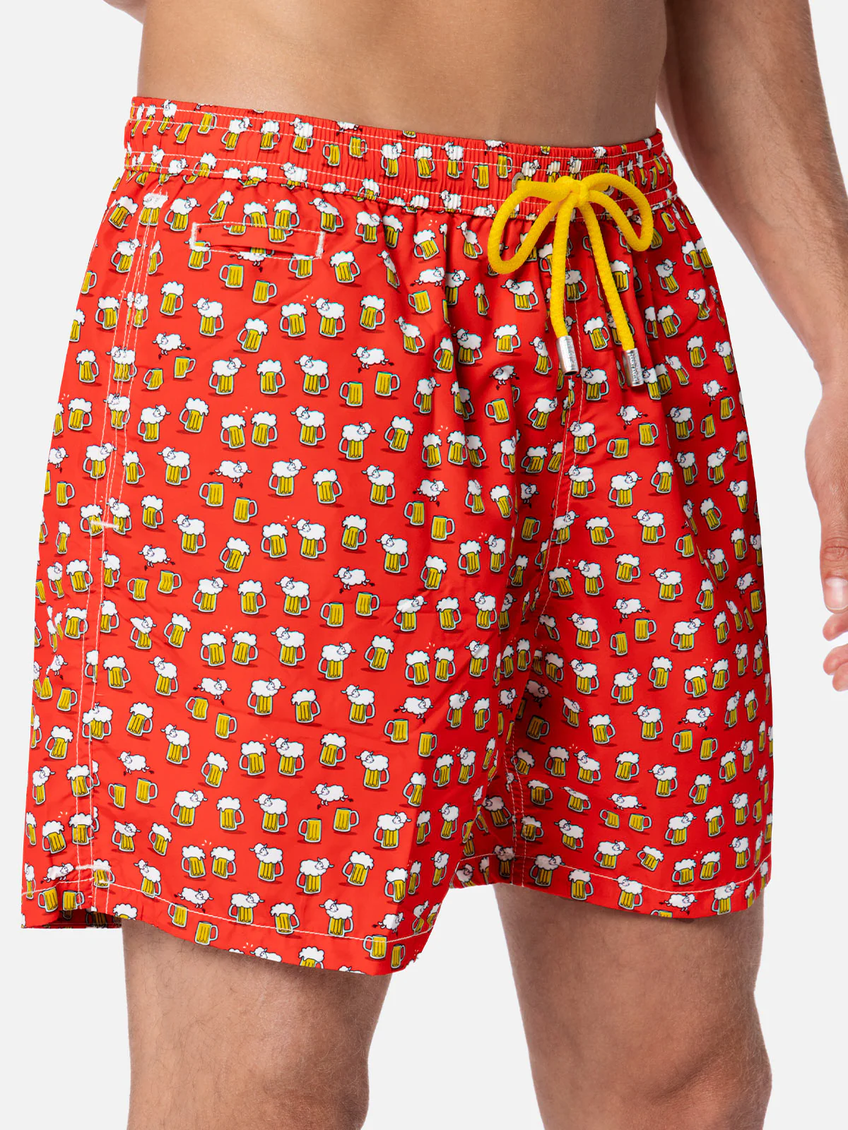 Man lightweight fabric swim-shorts Lighting Micro Fantasy with beer print - Image 4