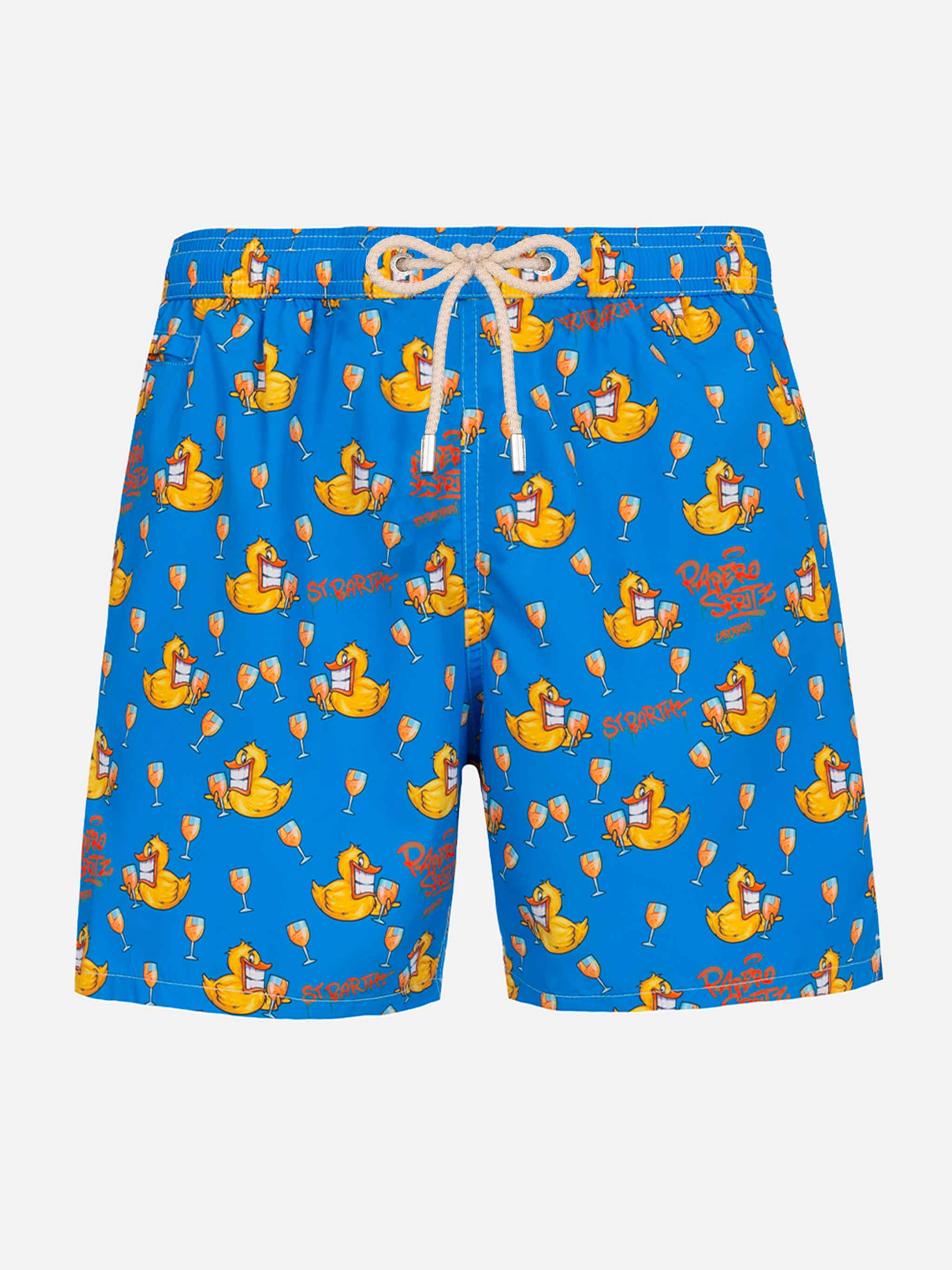 Man lightweight fabric swim-shorts Lighting Micro Fantasy with ducky Cryptopuppets print | CRYPTOPUPPETS SPECIAL EDITION