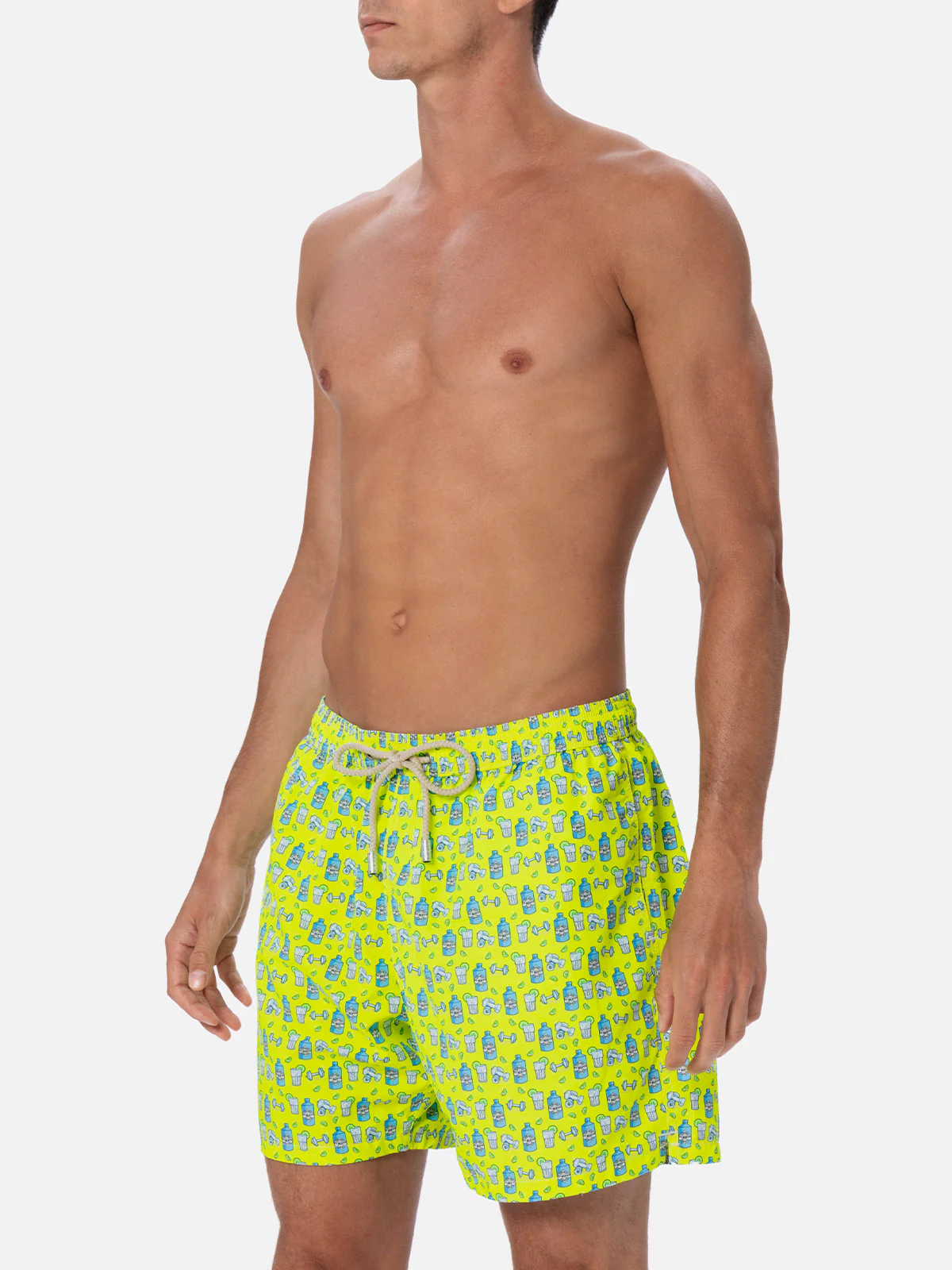 Man lightweight fabric swim-shorts Lighting Micro Fantasy with gym and gin print - Image 3
