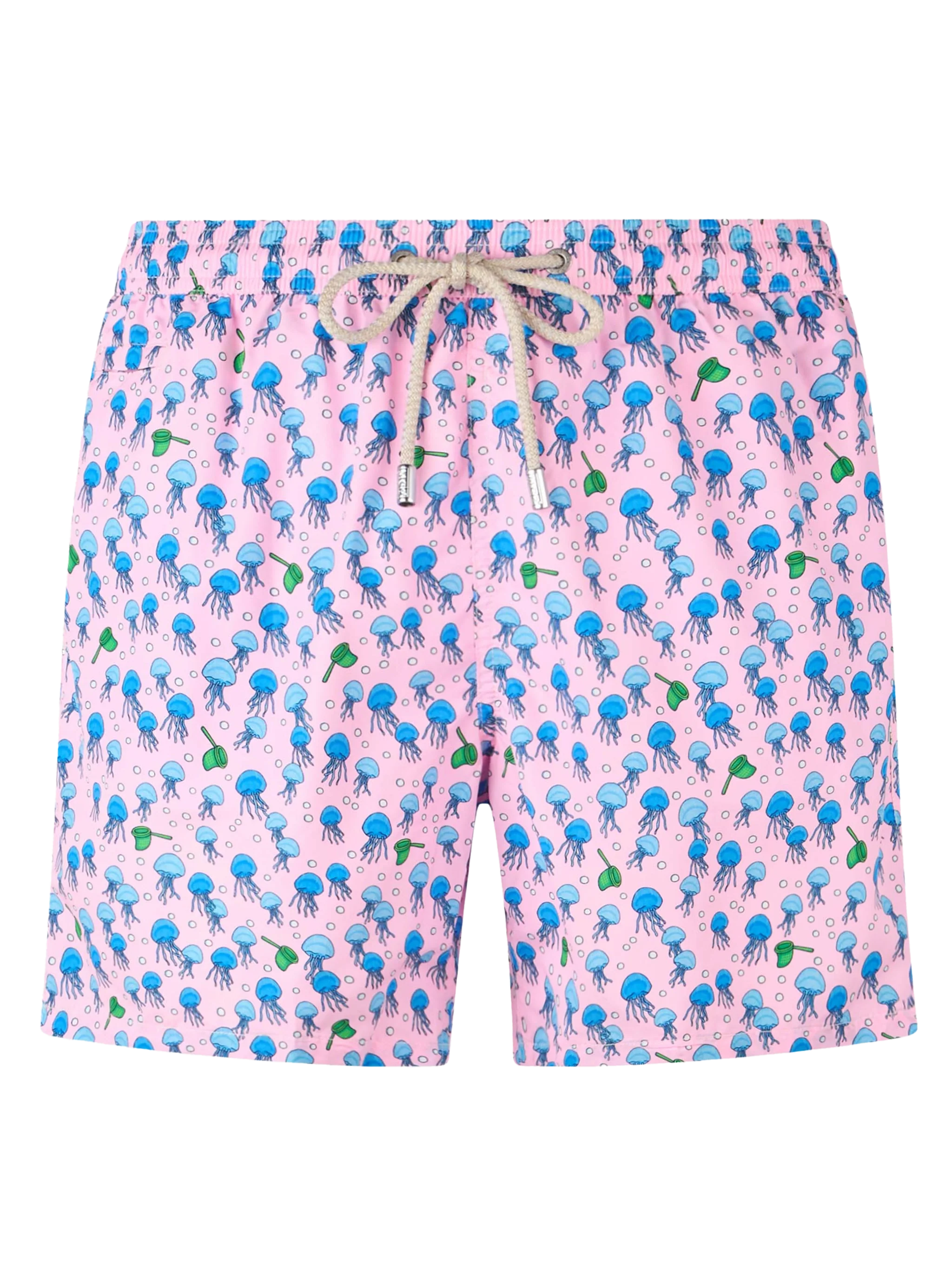 Man lightweight fabric swim-shorts Lighting Micro Fantasy with jellyfishes print
