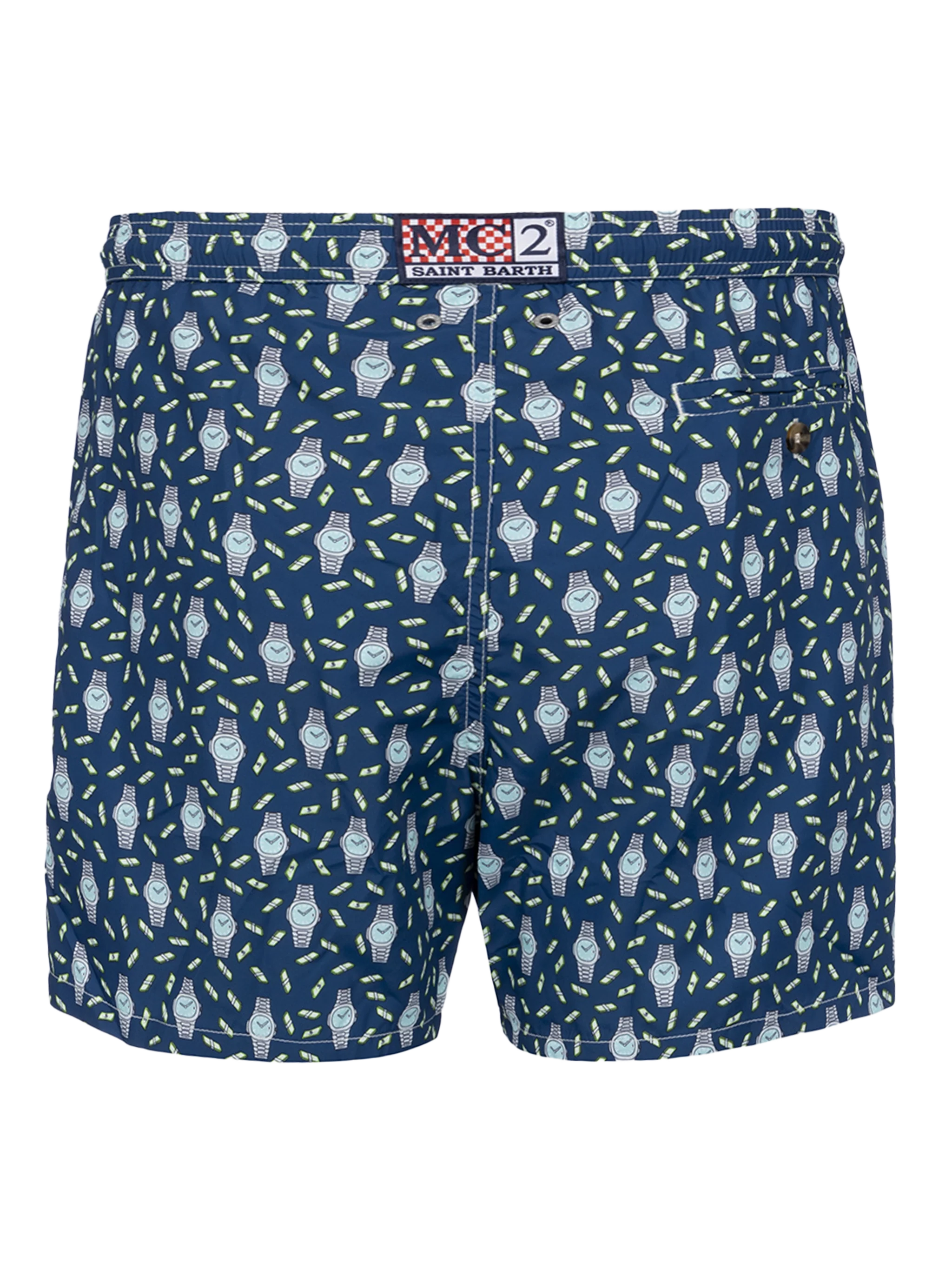 Man lightweight fabric swim-shorts Lighting Micro Fantasy with watches print - Image 2
