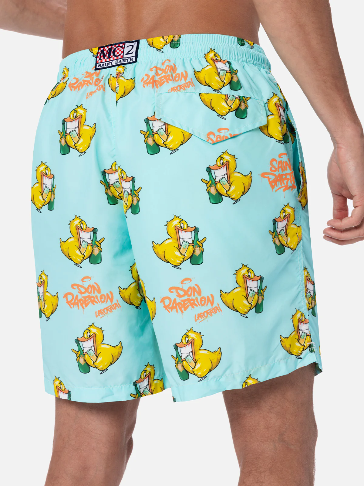 Man lightweight fabric swim-shorts Lighting with Cryptopuppets print | CRYPTOPUPPETS SPECIAL EDITION - Image 4