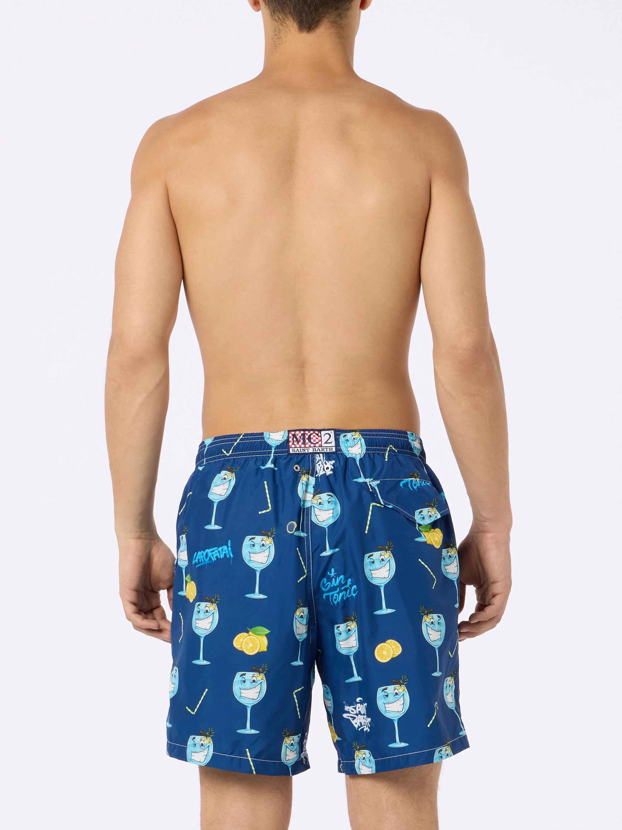 Man lightweight fabric swim-shorts Lighting with Cryptopuppets print | CRYPTOPUPPETS SPECIAL EDITION - Image 4