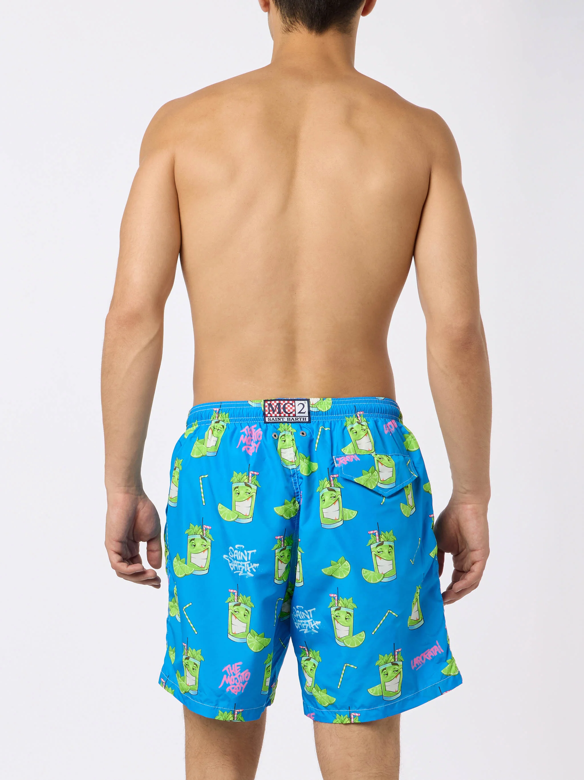 Man lightweight fabric swim-shorts Lighting with Cryptopuppets print | CRYPTOPUPPETS SPECIAL EDITION - Image 4