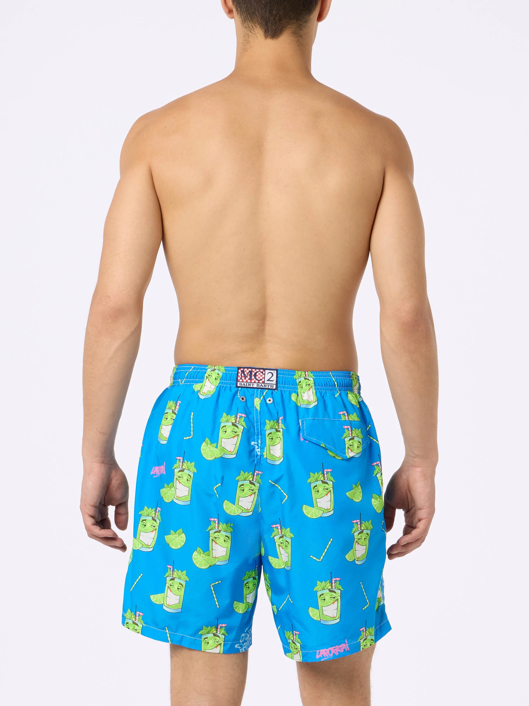 Man lightweight fabric swim-shorts Lighting with Cryptopuppets print | CRYPTOPUPPETS SPECIAL EDITION - Image 6