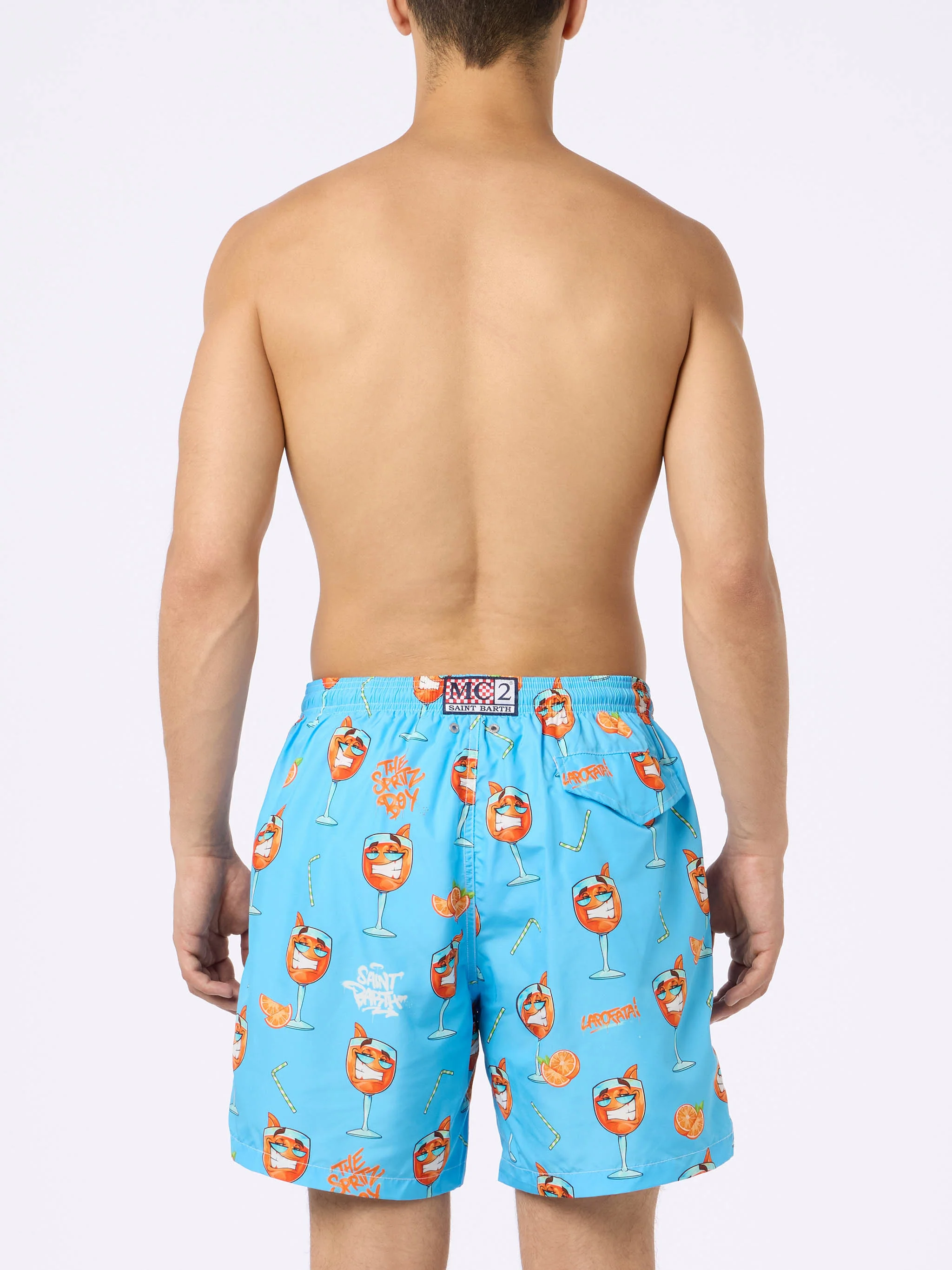 Man lightweight fabric swim-shorts Lighting with Cryptopuppets print | CRYPTOPUPPETS SPECIAL EDITION - Image 6