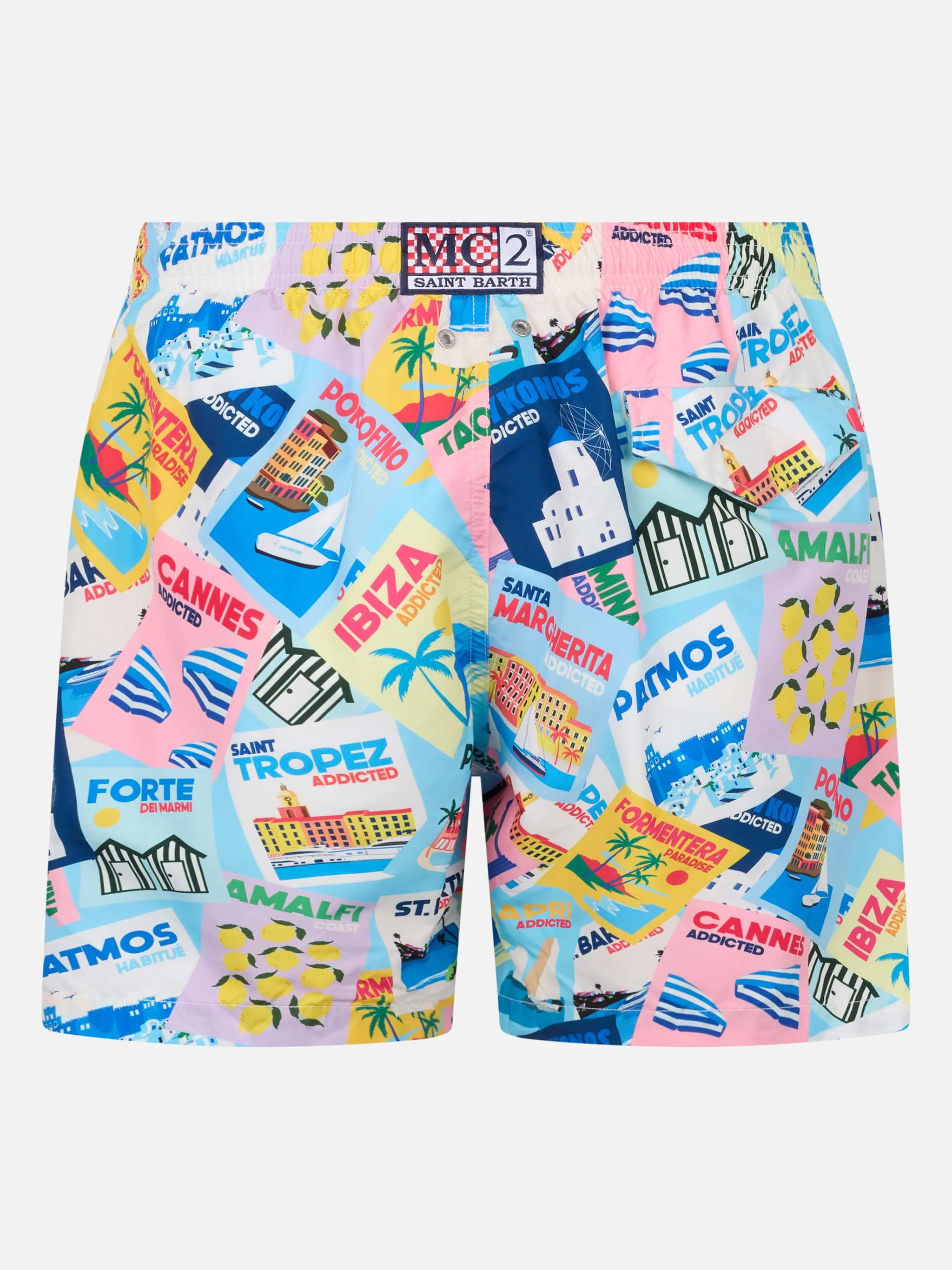 Man lightweight fabric swim-shorts Lighting with postcard print - Image 2