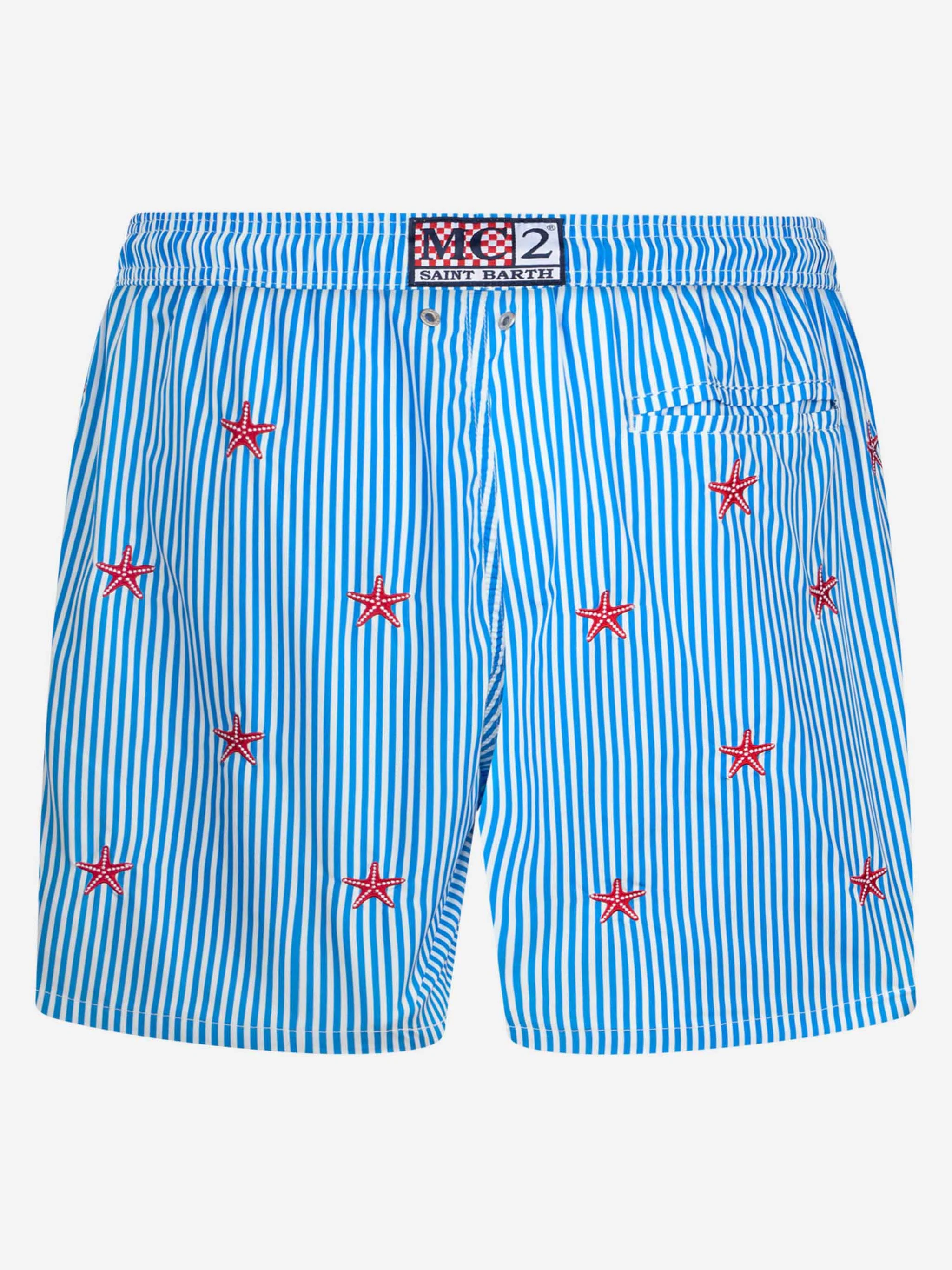 Man lightweight fabric swim-shorts Lighting with seastars embroidery - Image 2