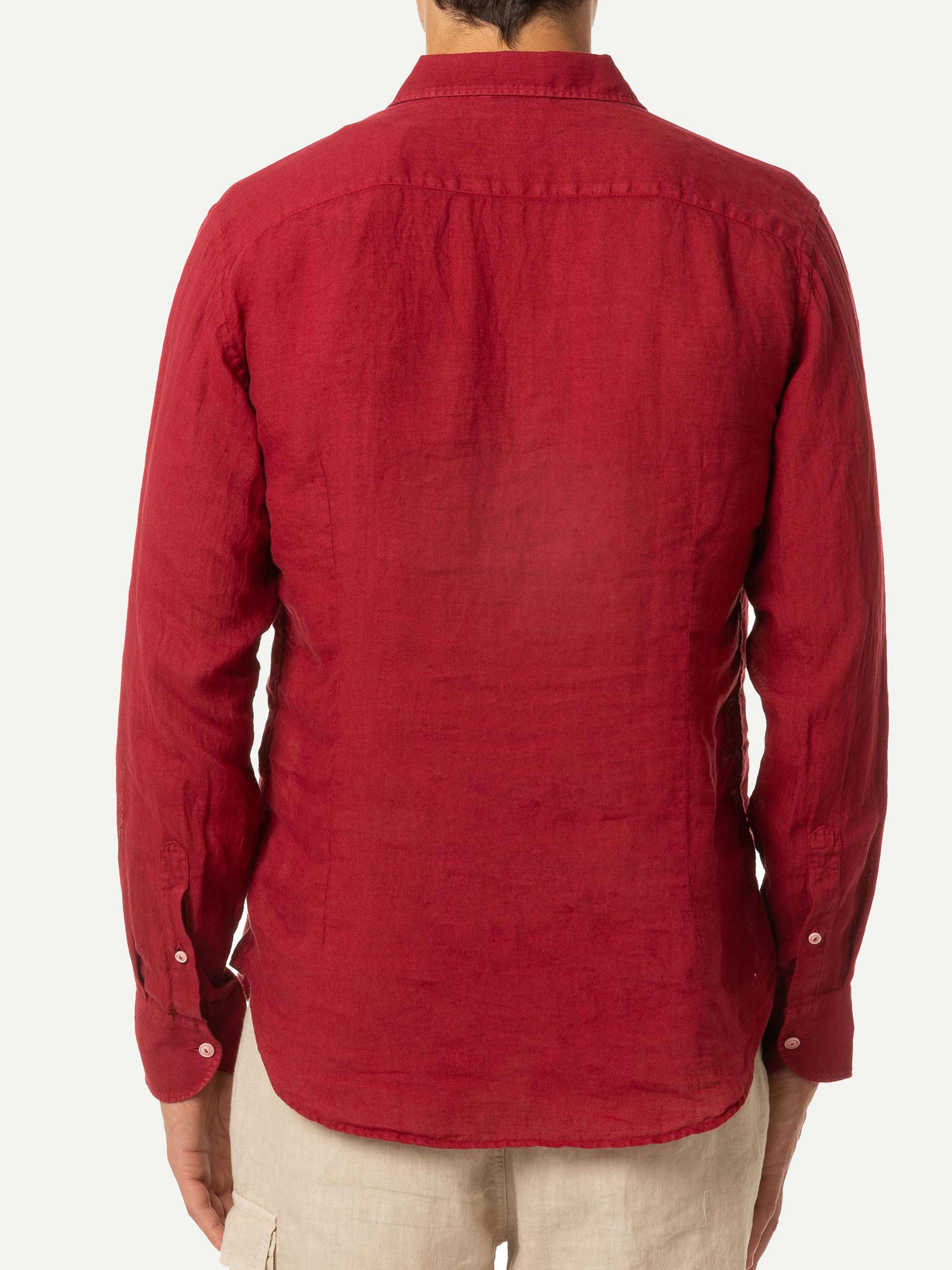 Man burgundy linen Pamplona shirt - Image 2