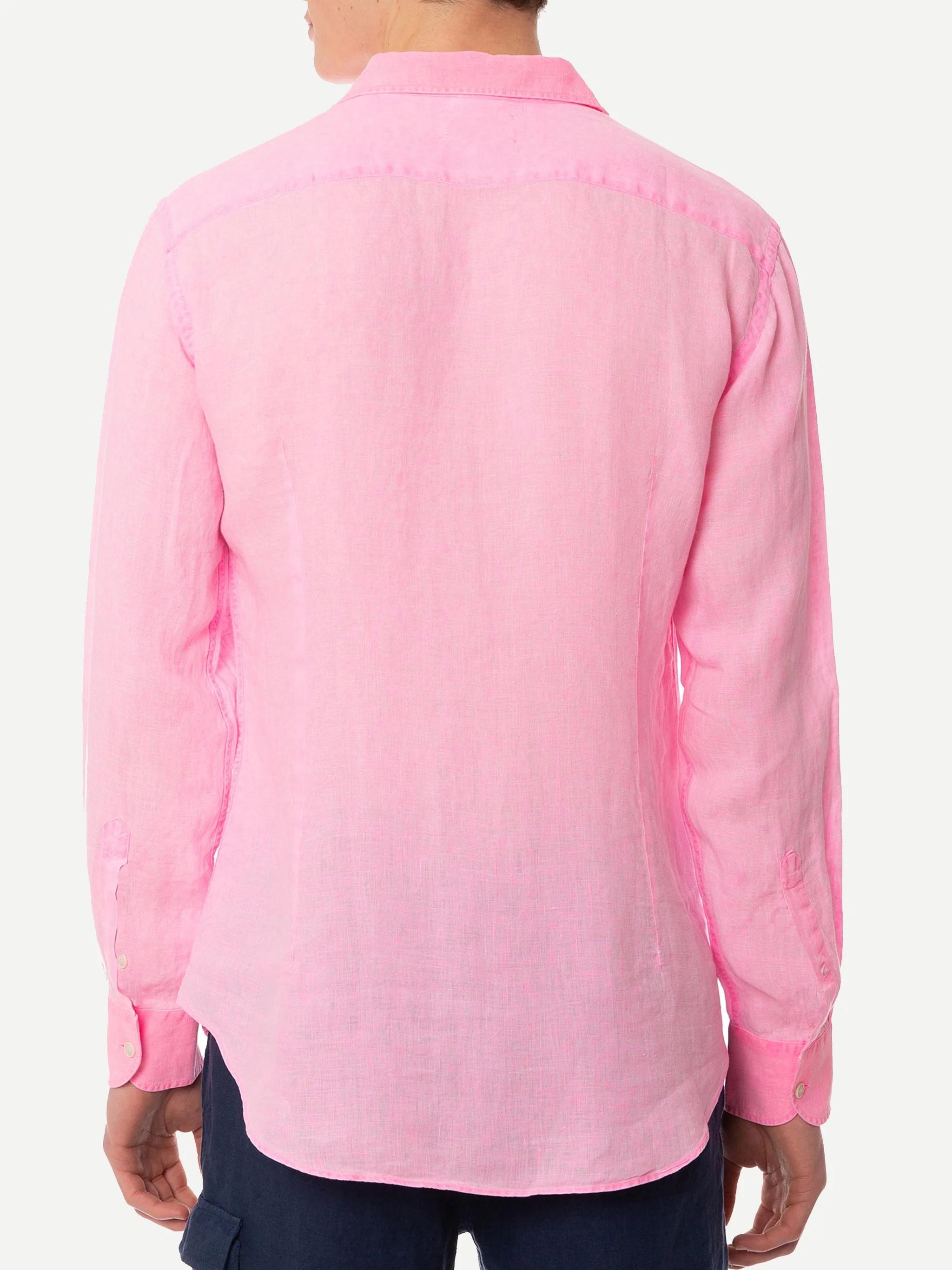 Man water color fluo pink linen Pamplona shirt - Image 3