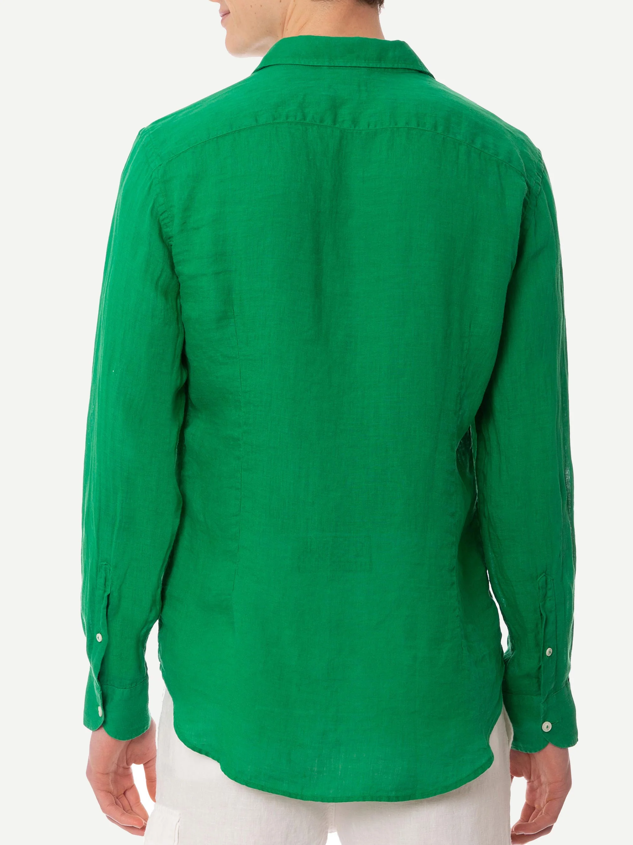 Man green linen Pamplona shirt - Image 3