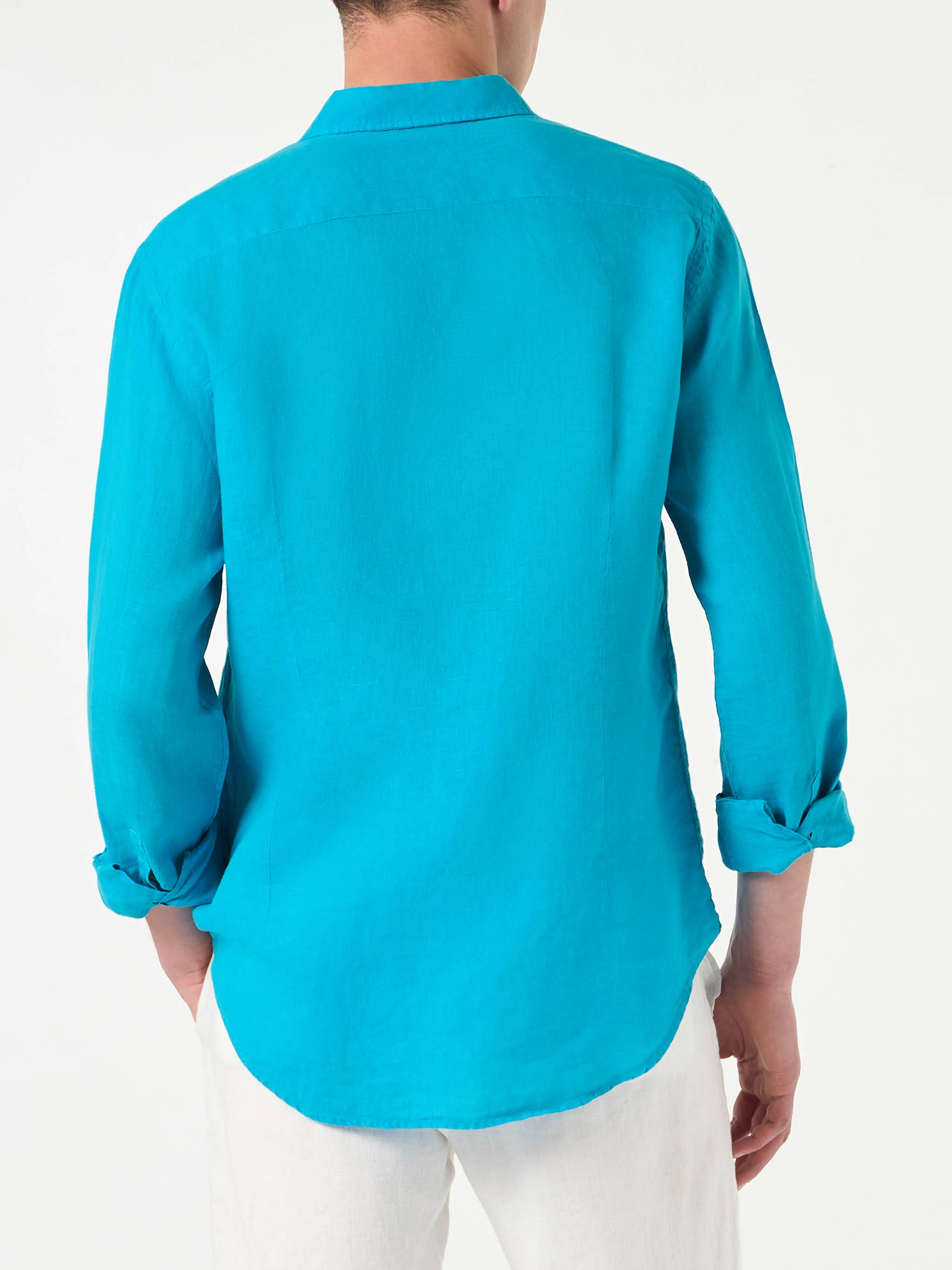 Man turquoise linen Pamplona shirt - Image 3